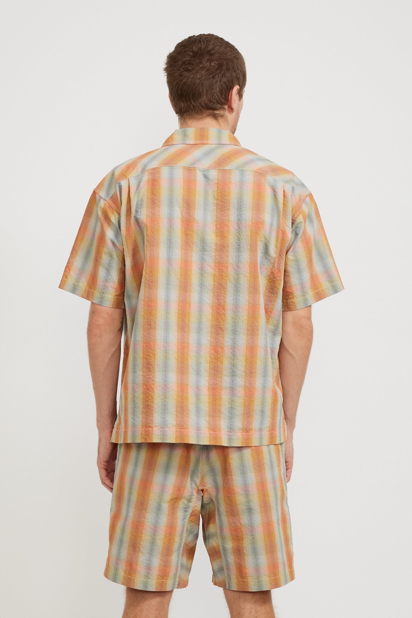 And Wander | Dry Check Open S/S Shirt Orange | Maplestore