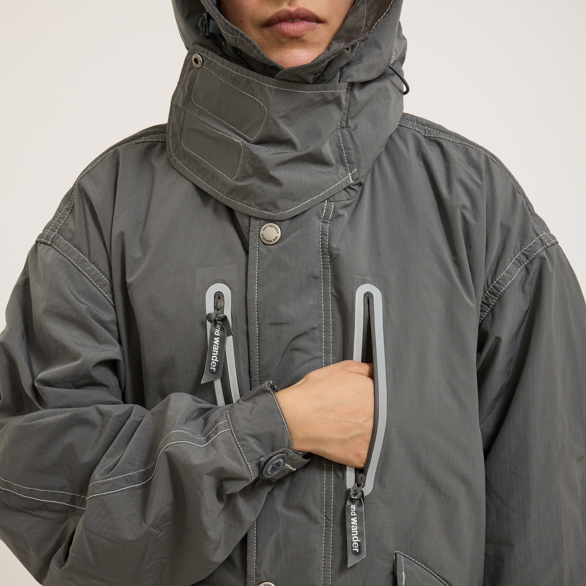 And Wander | Fishtail Octa Coat Grey Womens | Maplestore
