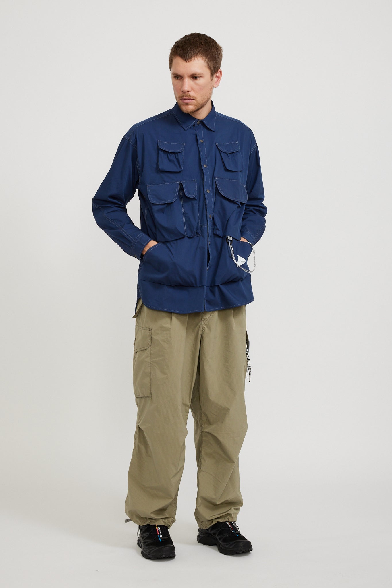 And Wander | Multi Pocket Shirt Blue | Maplestore