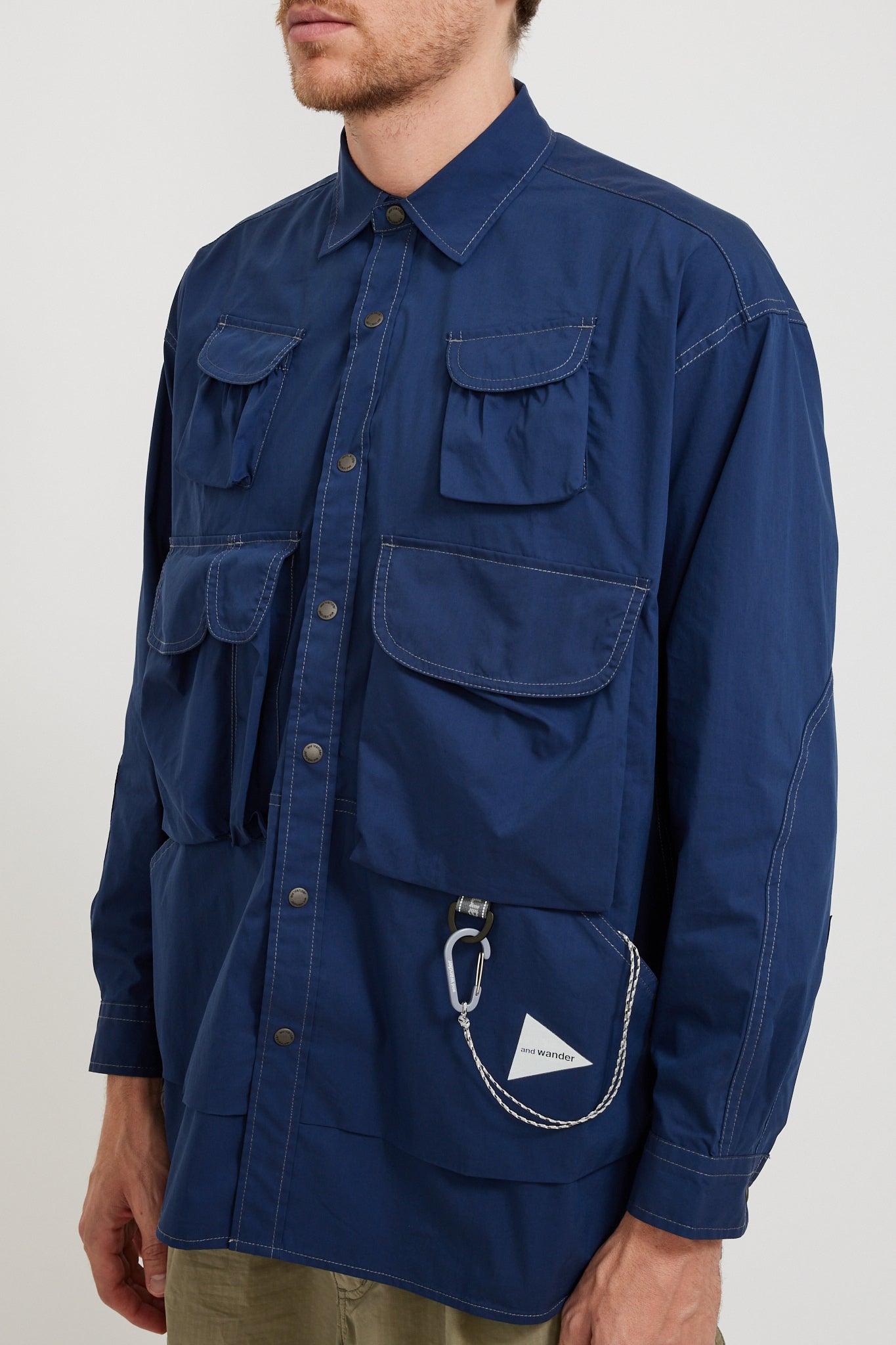 And Wander | Multi Pocket Shirt Blue | Maplestore