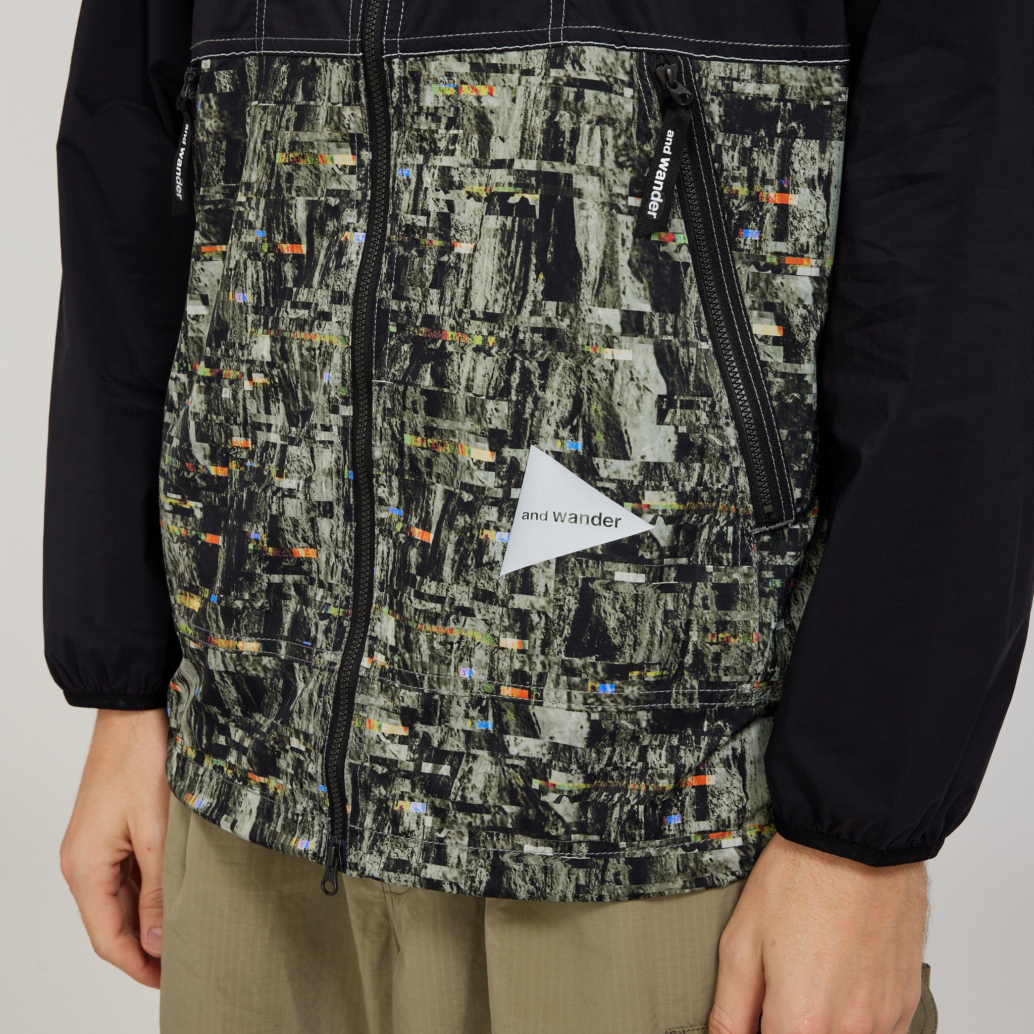 And Wander PERTEX Printed Wind Jacket Black | Maplestore