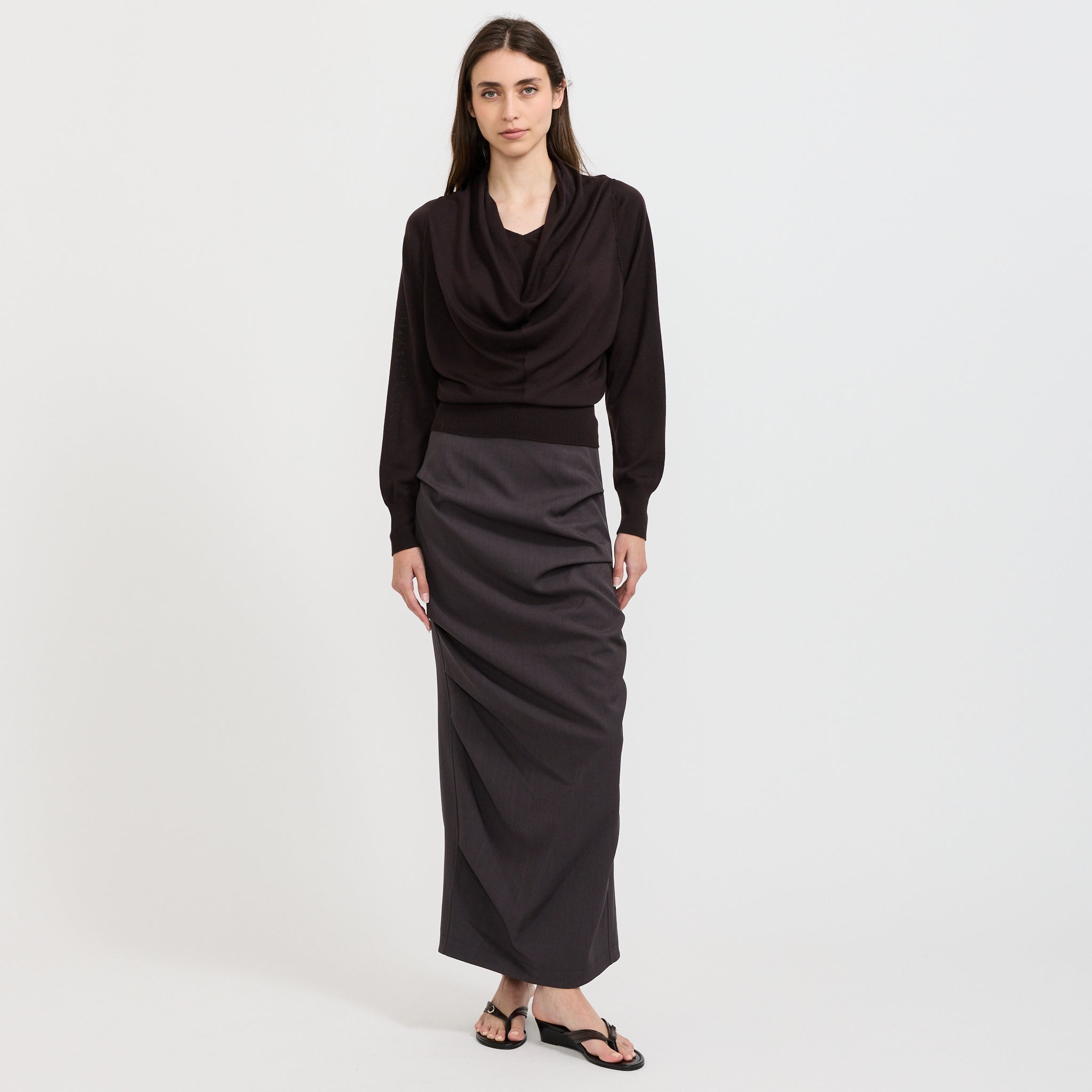 Cowl Neck Pullover Brown