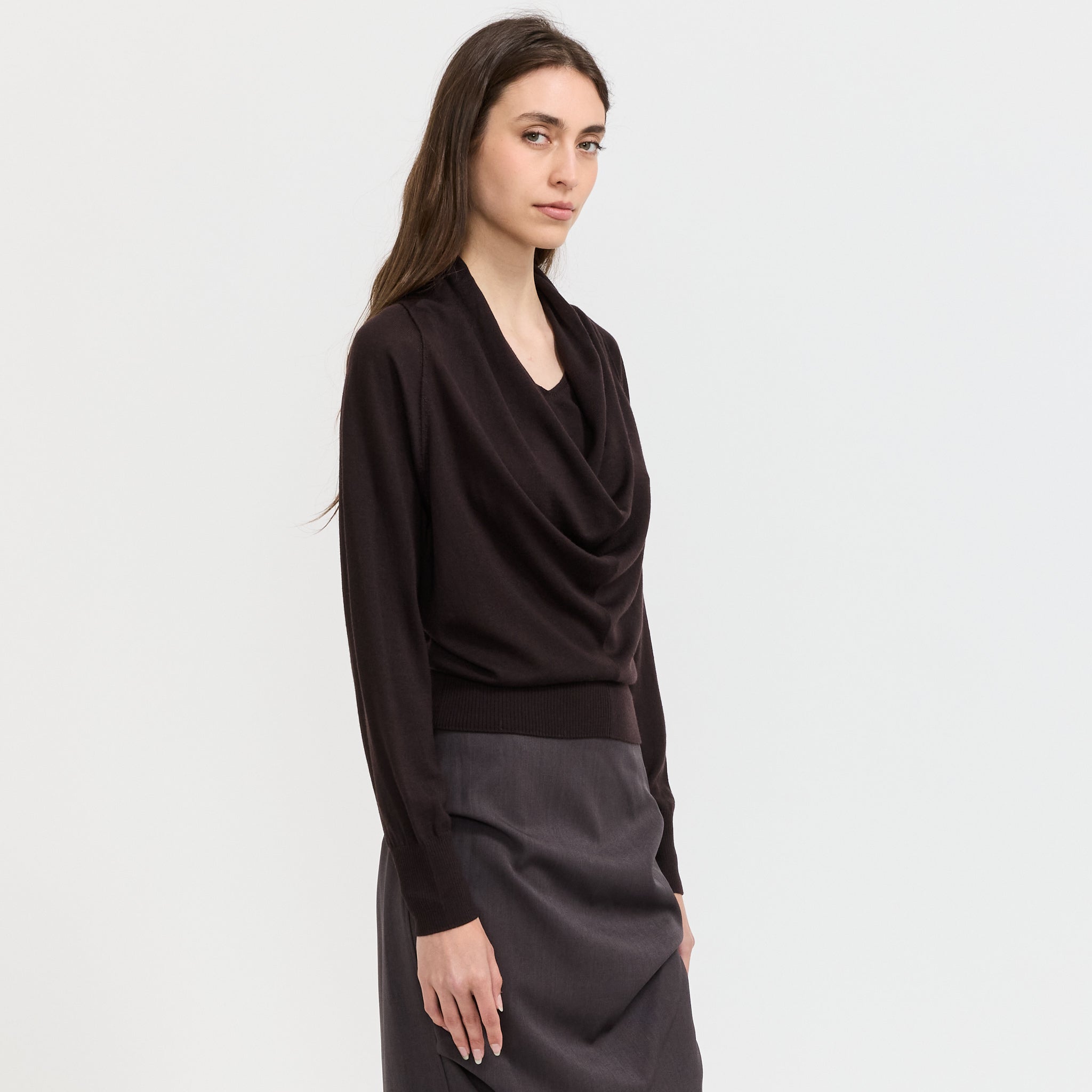 Cowl Neck Pullover Brown