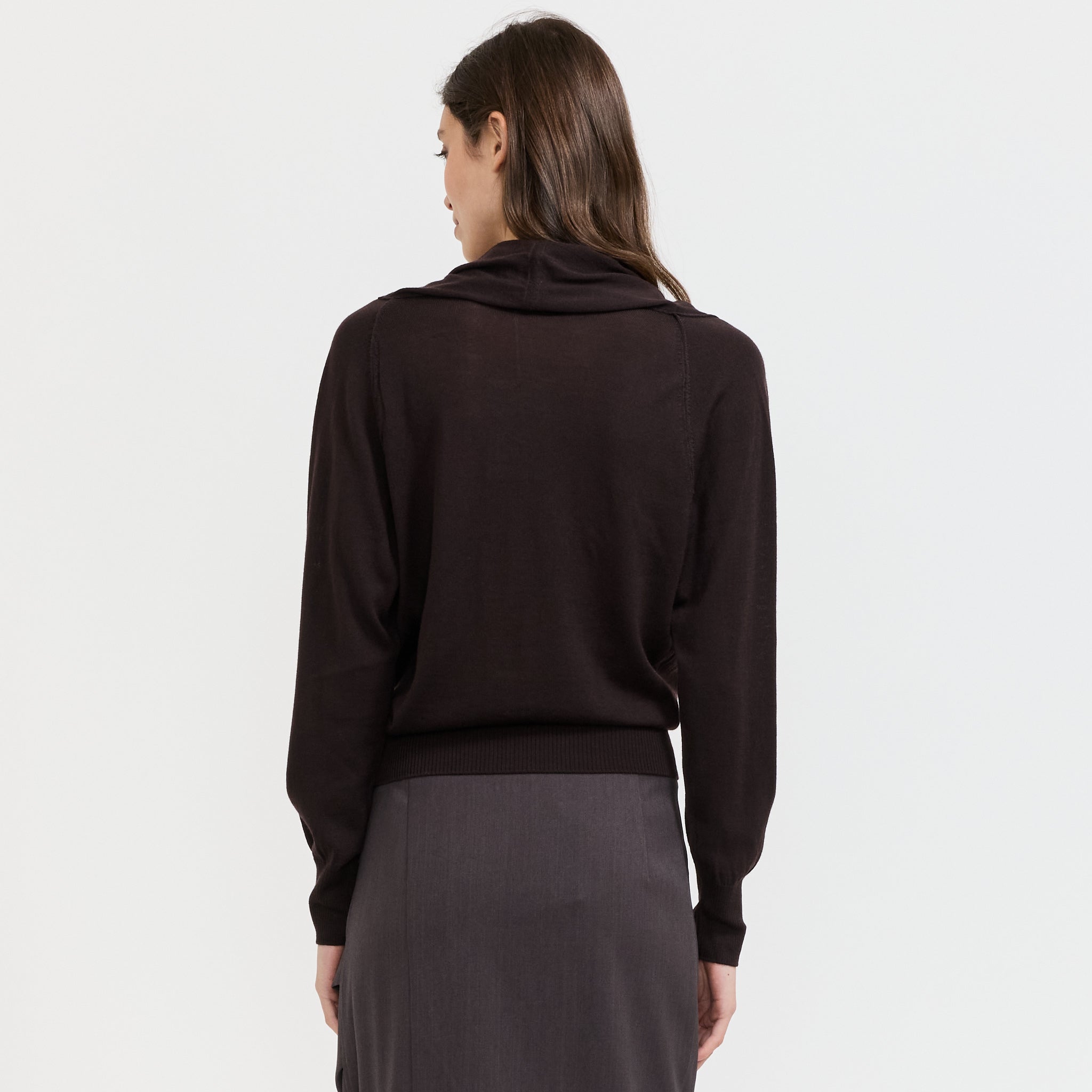 Cowl Neck Pullover Brown