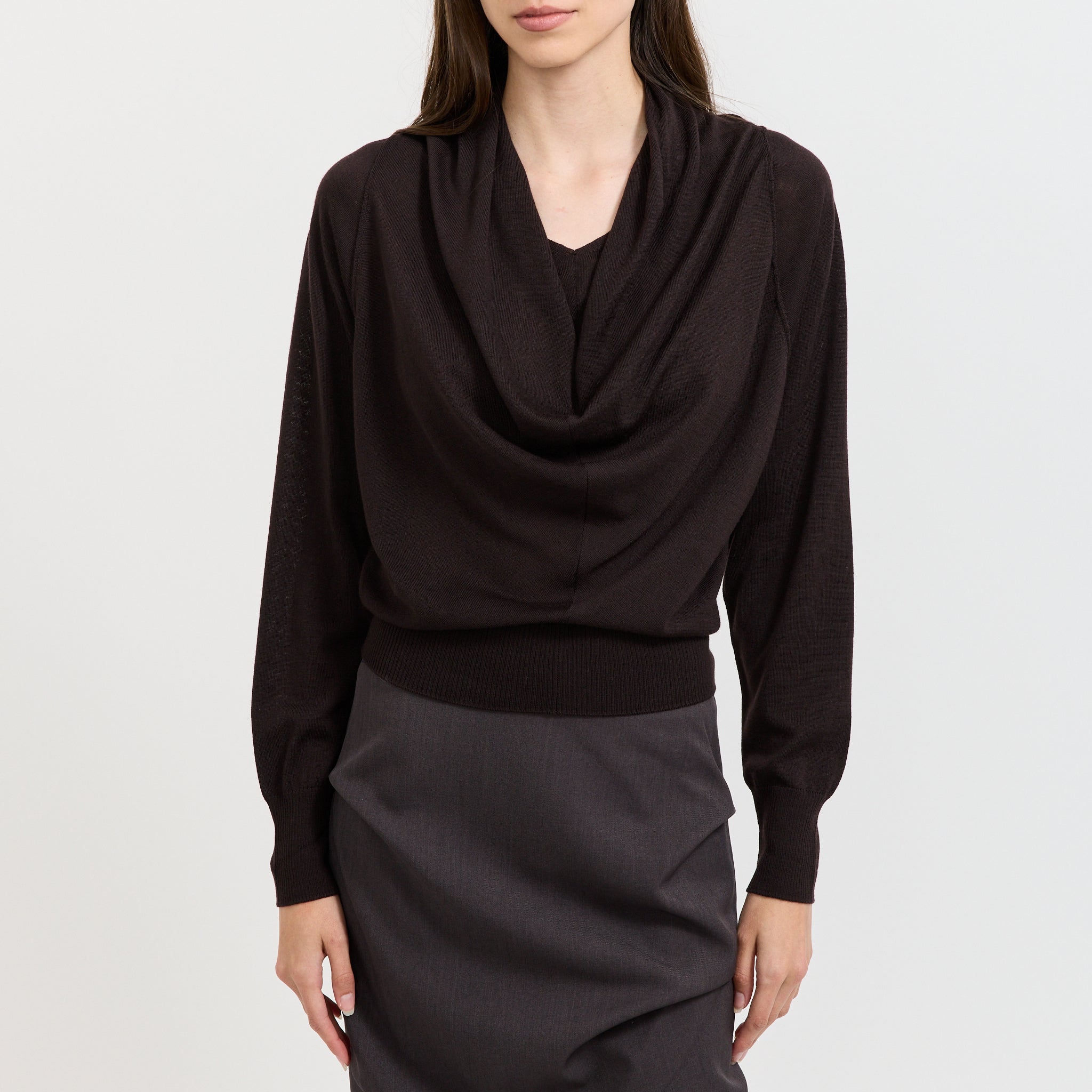 Cowl Neck Pullover Brown
