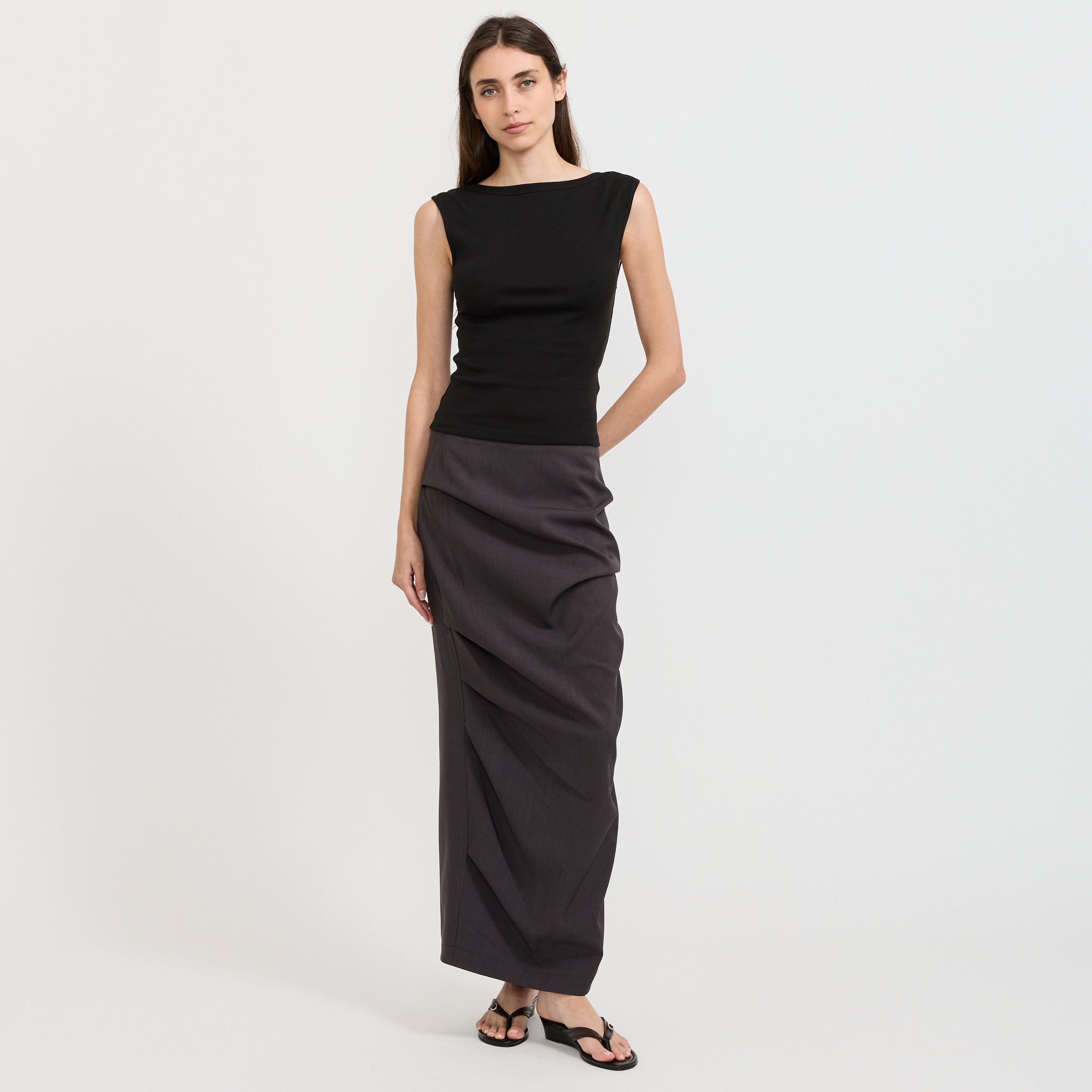 Draped Skirt Dark Grey