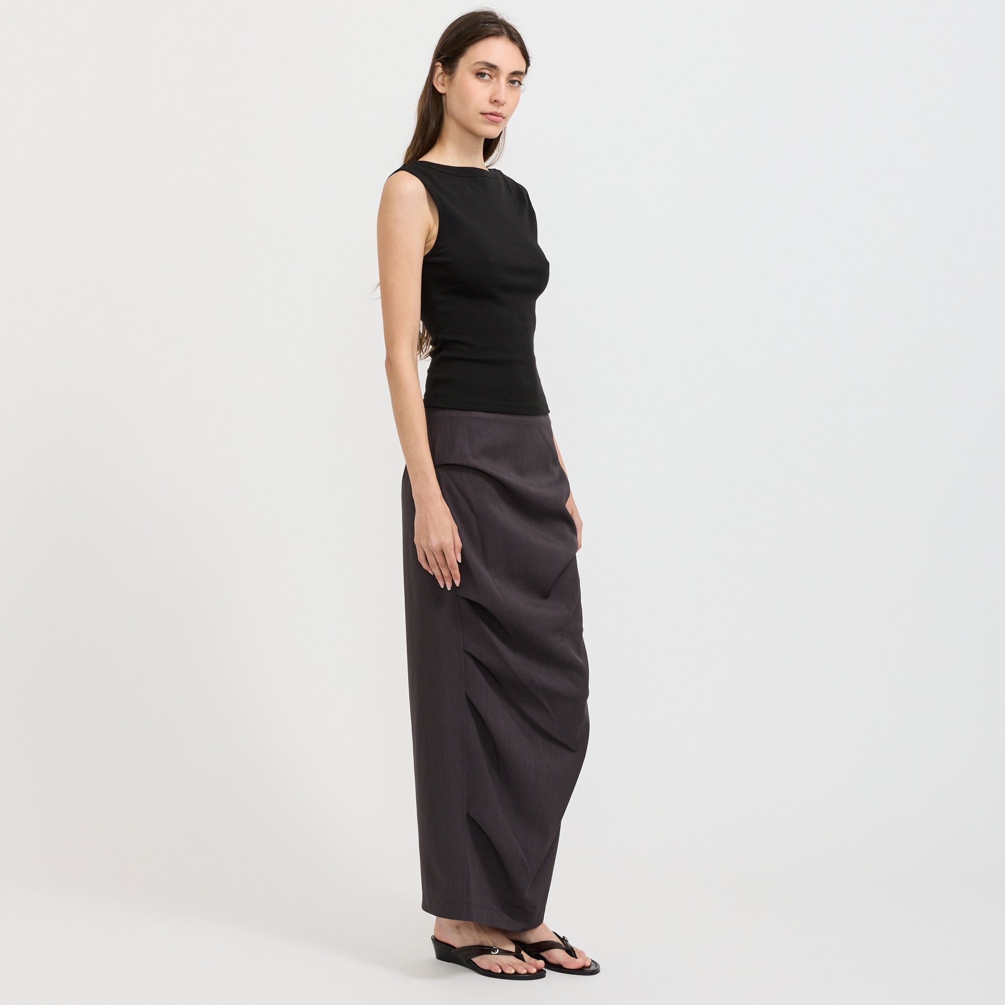 Draped Skirt Dark Grey