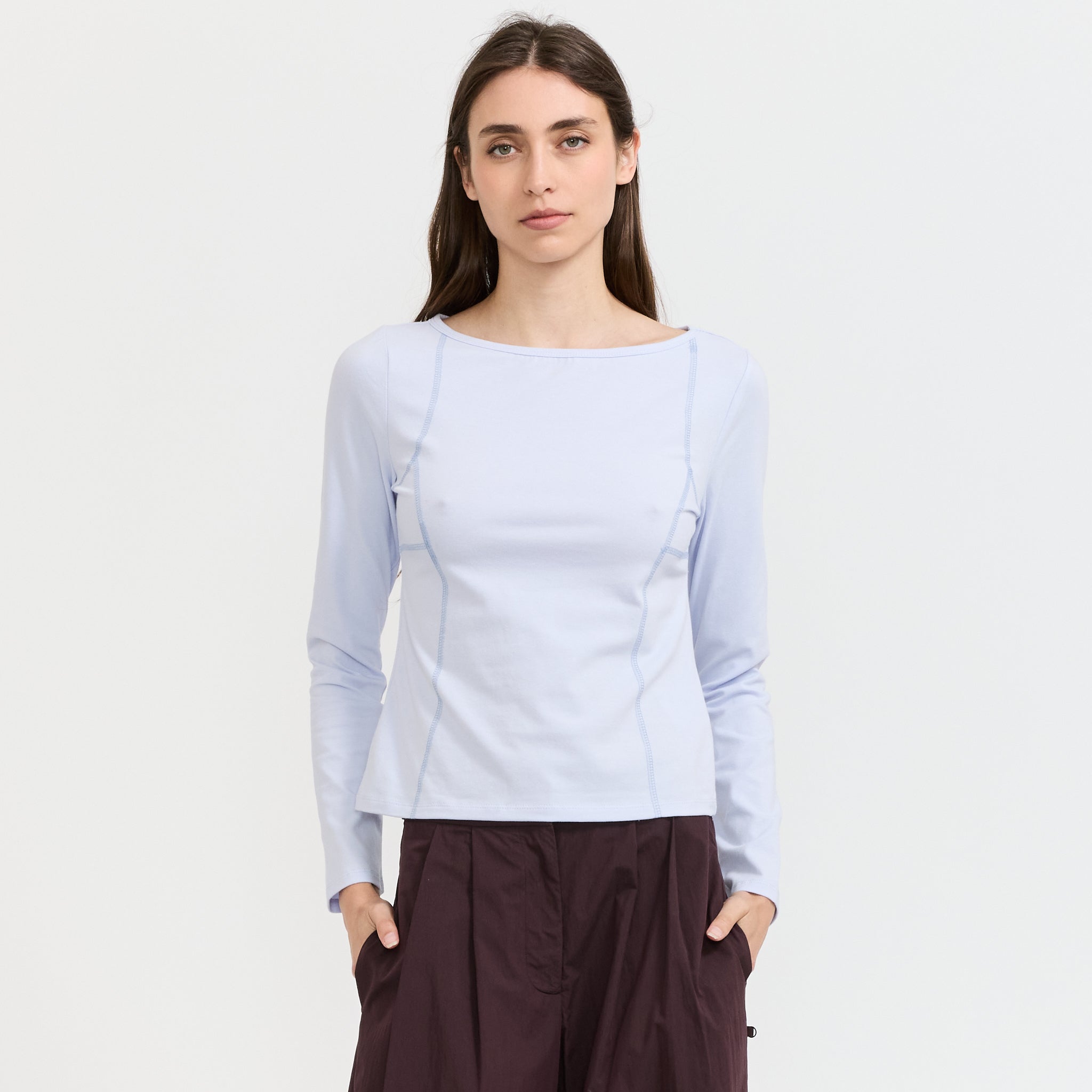 Parallel L/S T-Shirt Sky Blue