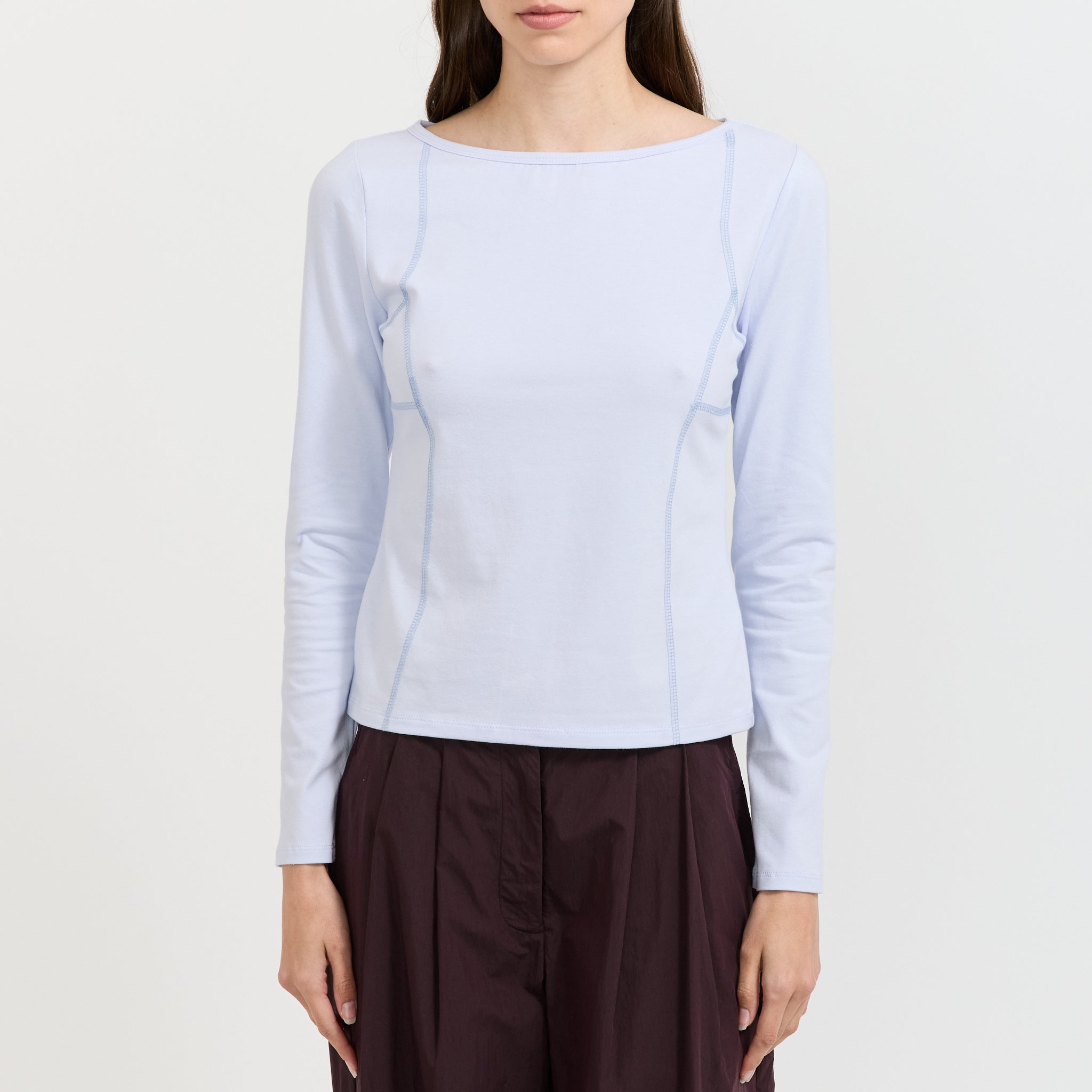 Parallel L/S T-Shirt Sky Blue