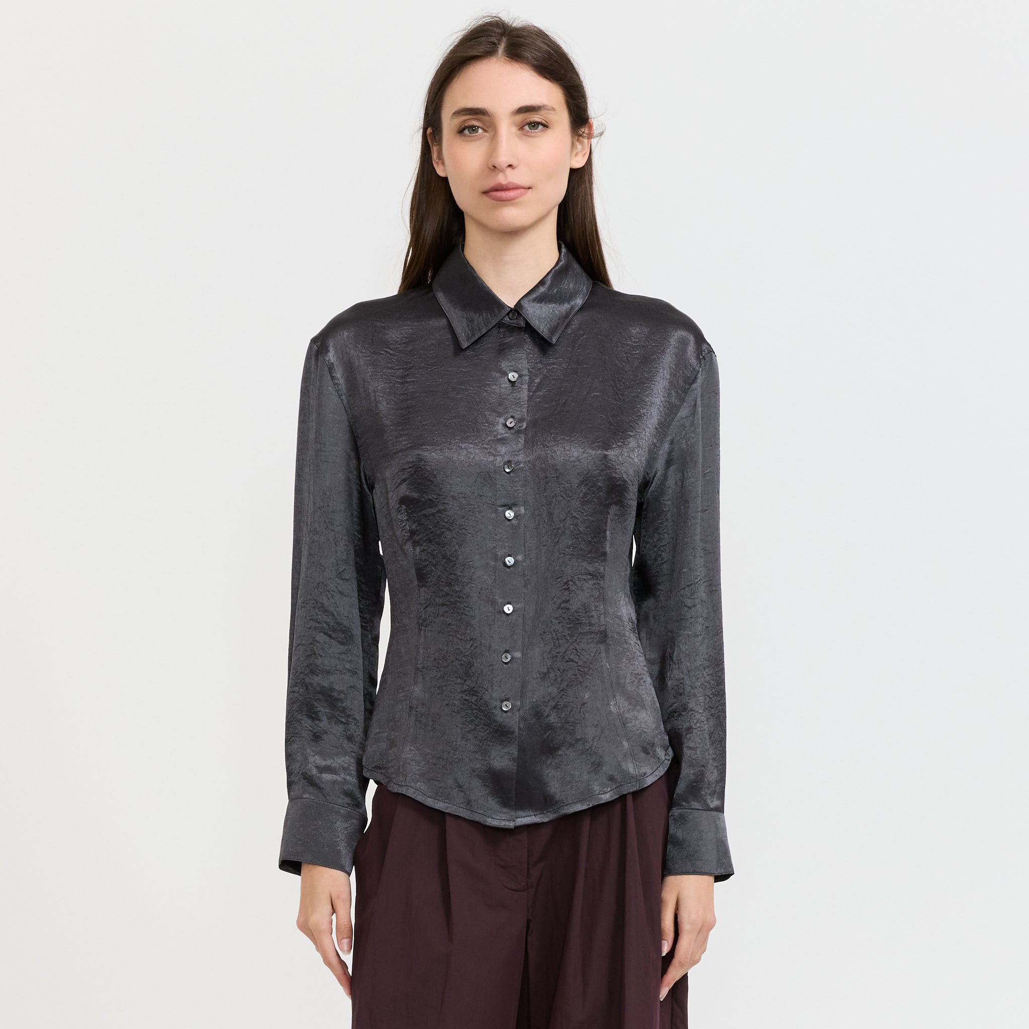 Satin Shirt Dark Grey