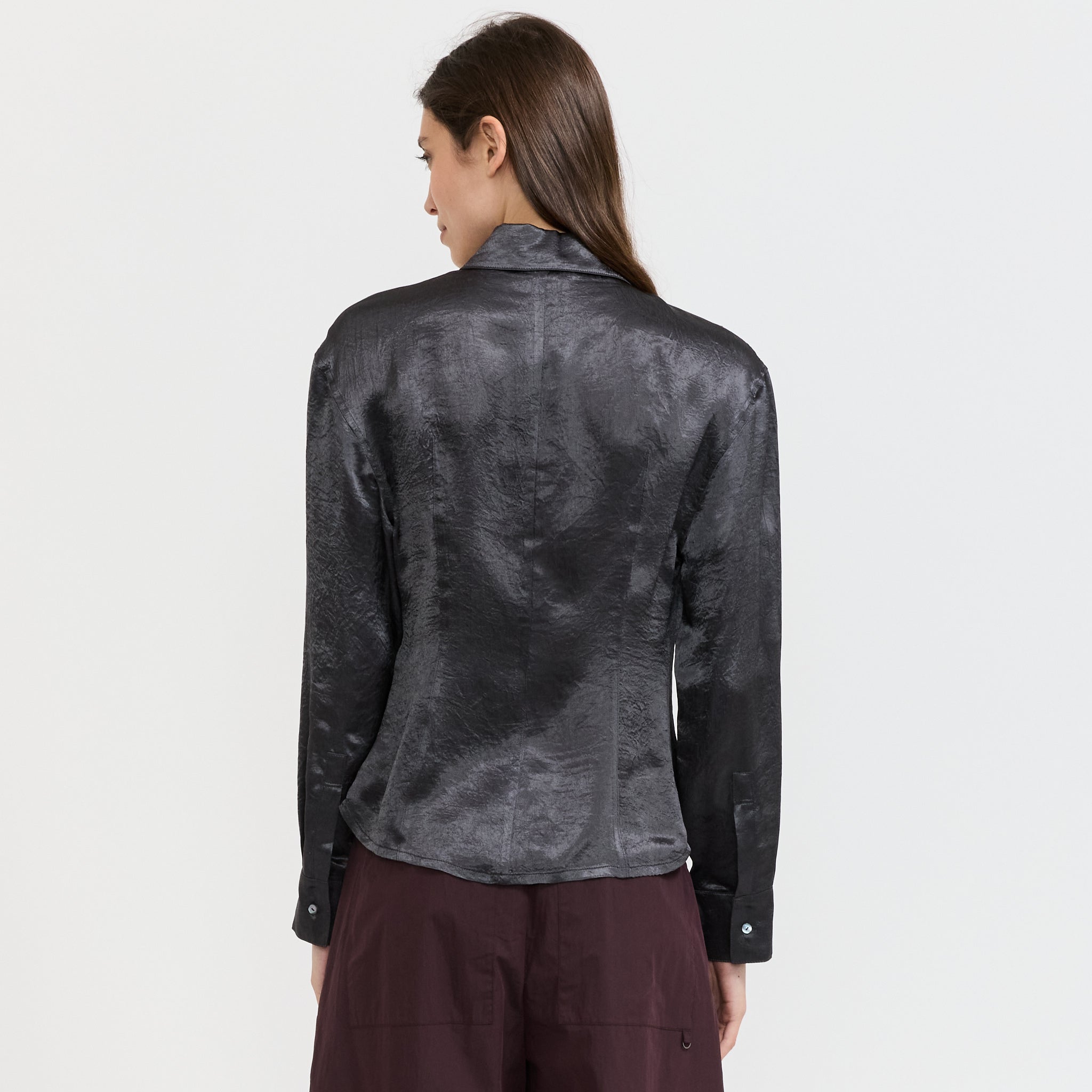 Satin Shirt Dark Grey
