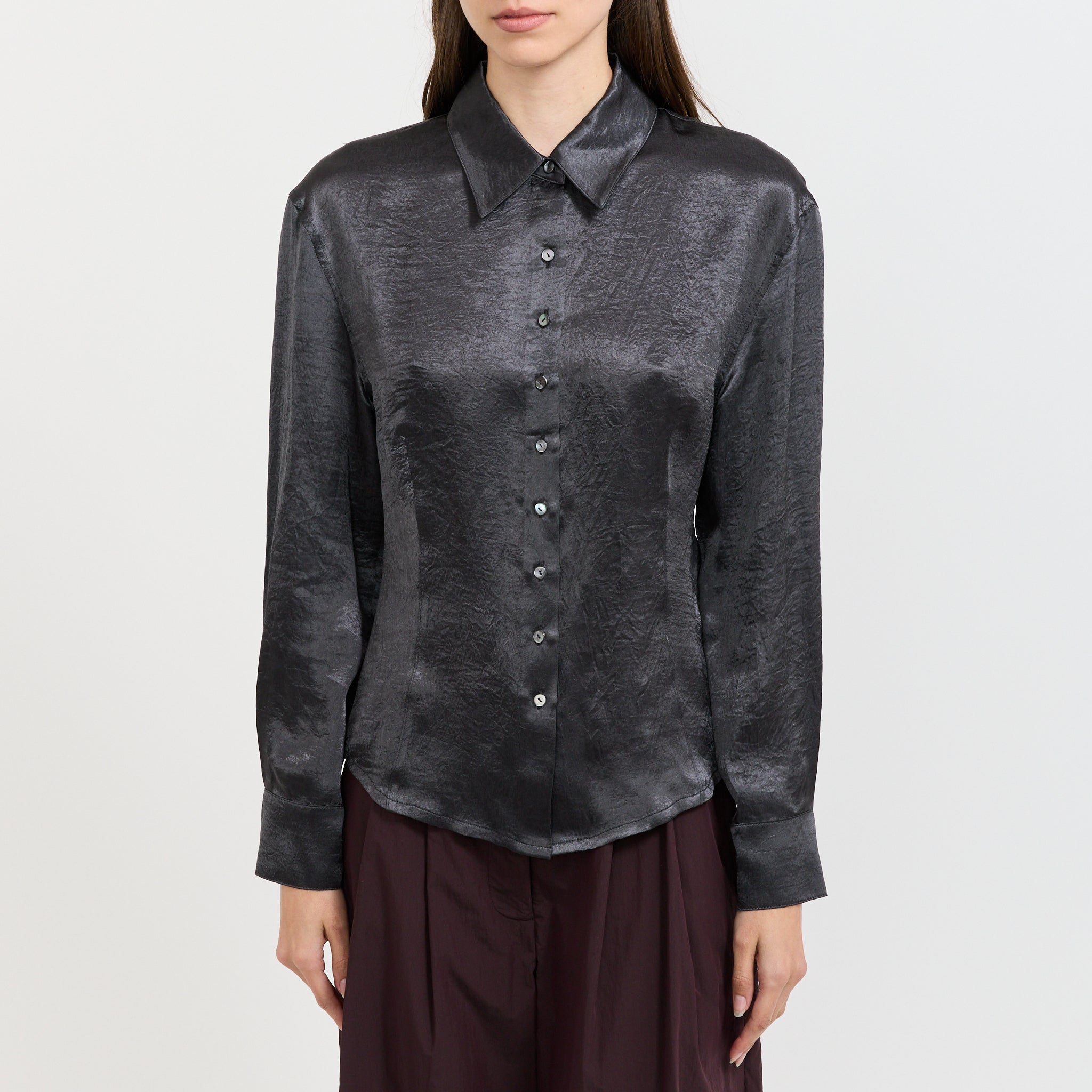 Satin Shirt Dark Grey