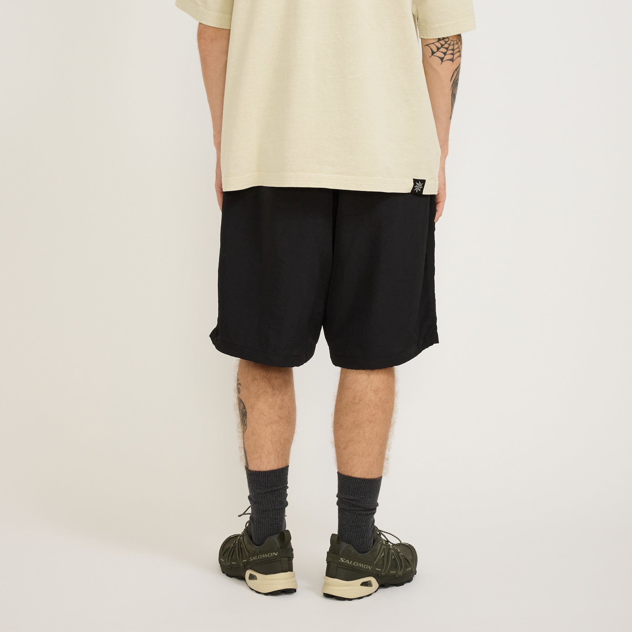Anglan | Ring Nylon String Half Pants Black | Maplestore