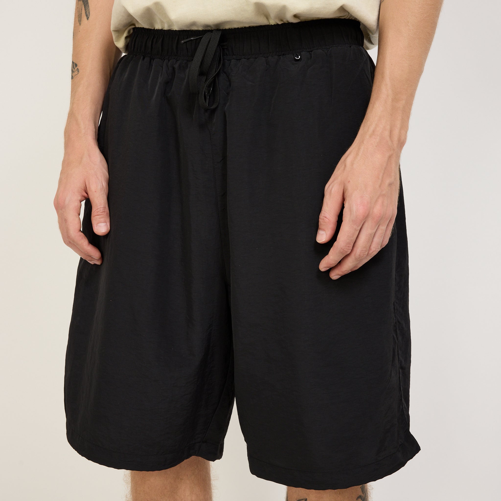 【ANGLAN】String Sweat Half Pants AG] String Heavy Sweat Balloon Pants - Melange Grey - ANGLAN