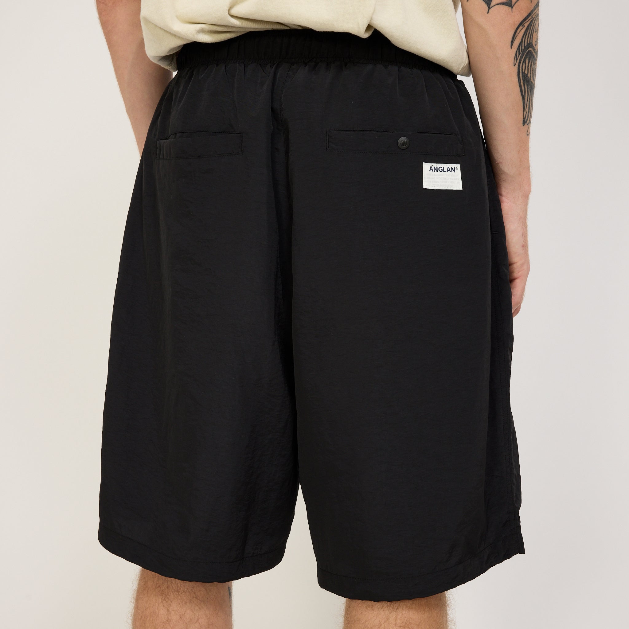 Anglan | Ring Nylon String Half Pants Black | Maplestore