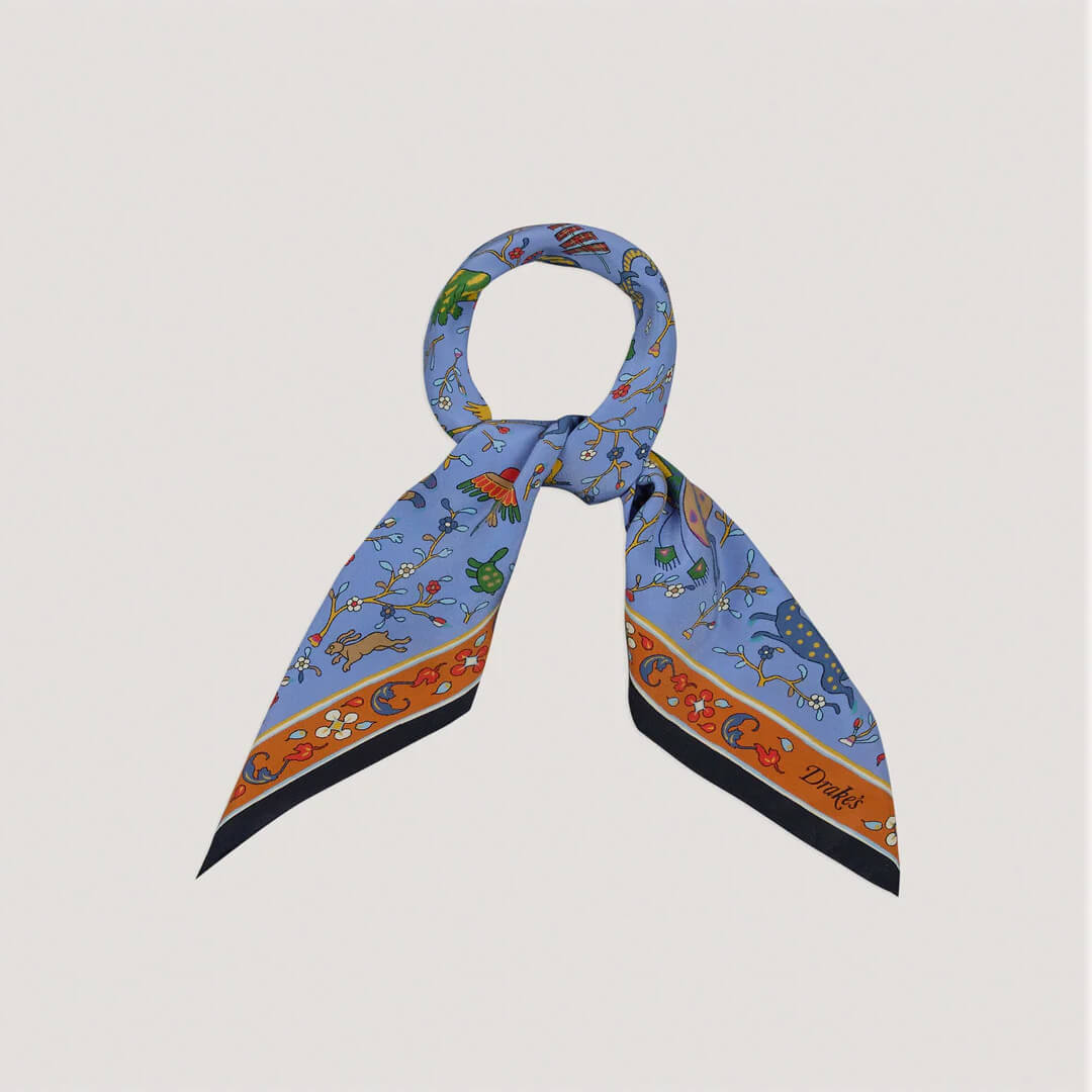 Animals and Flowers Print Bandana Blue