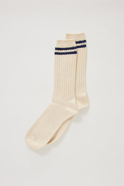 Anonymous Ism | OC 2 Stripe Pique Knit Socks Navy | Maplestore