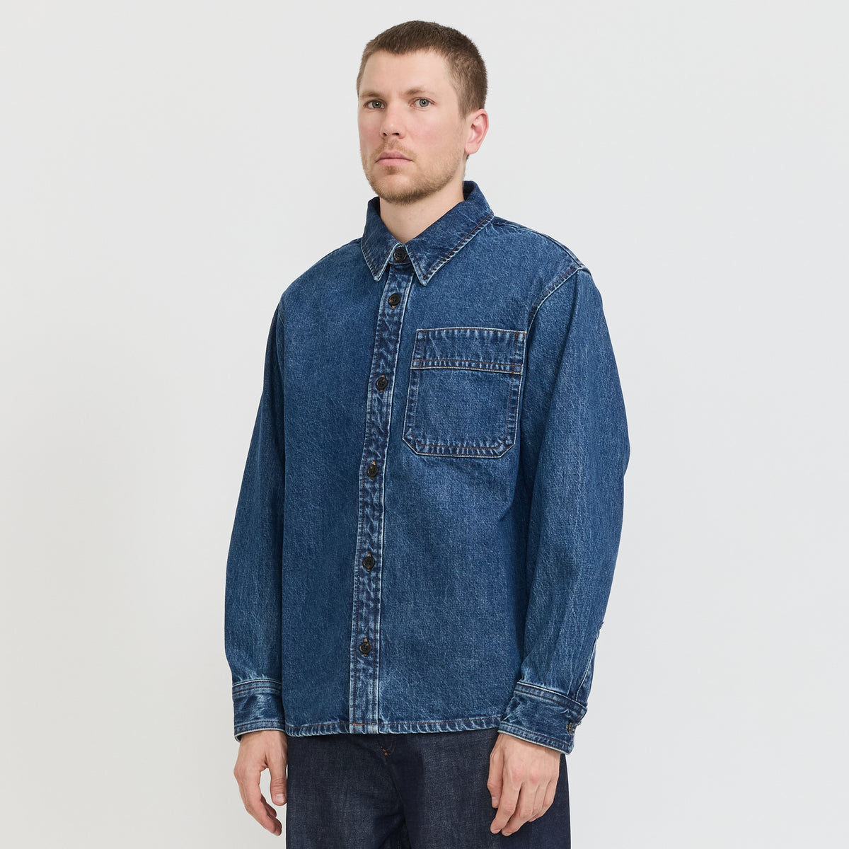 A.P.C. | Basile Overshirt Logo Blue | Maplestore