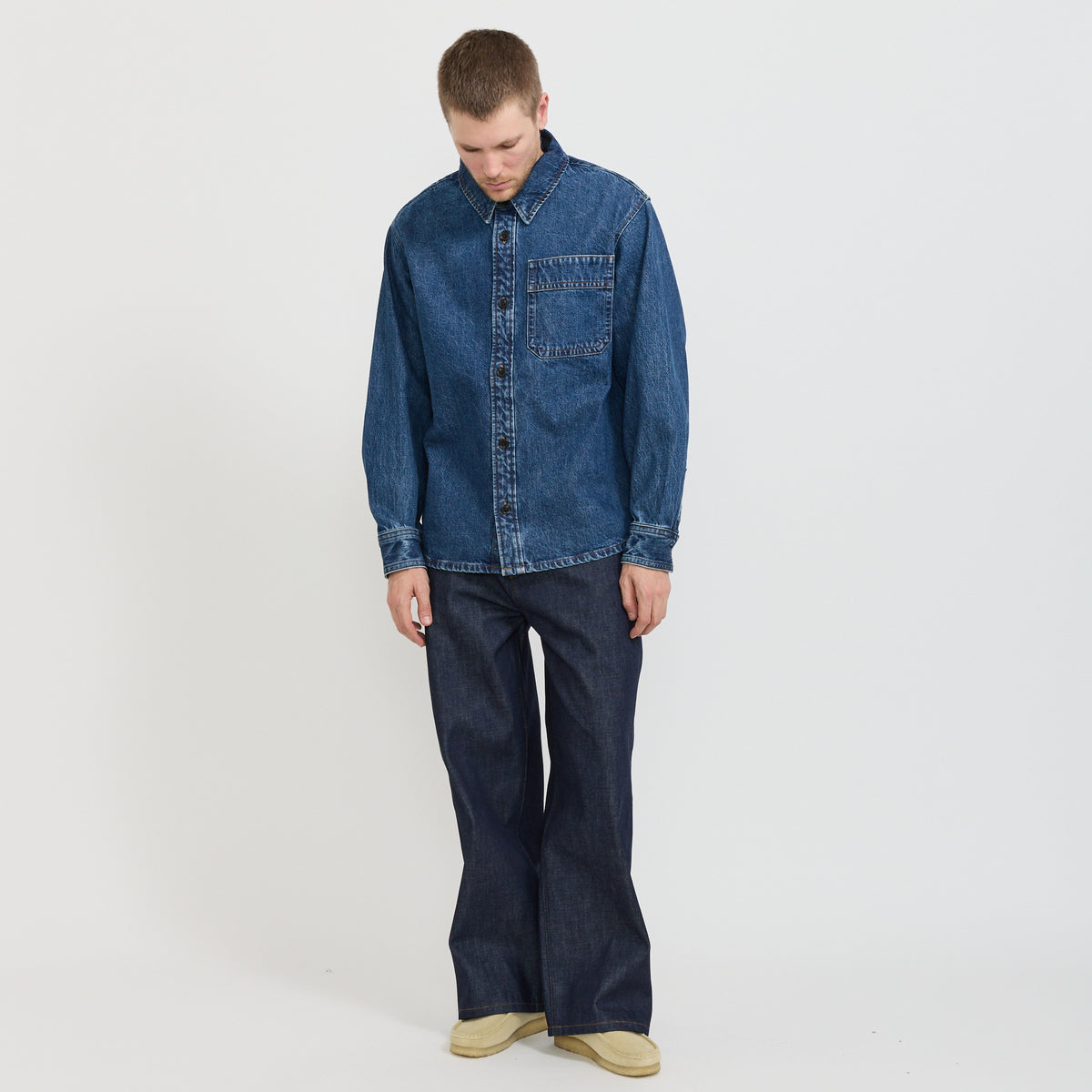 A.P.C. | Basile Overshirt Logo Blue | Maplestore