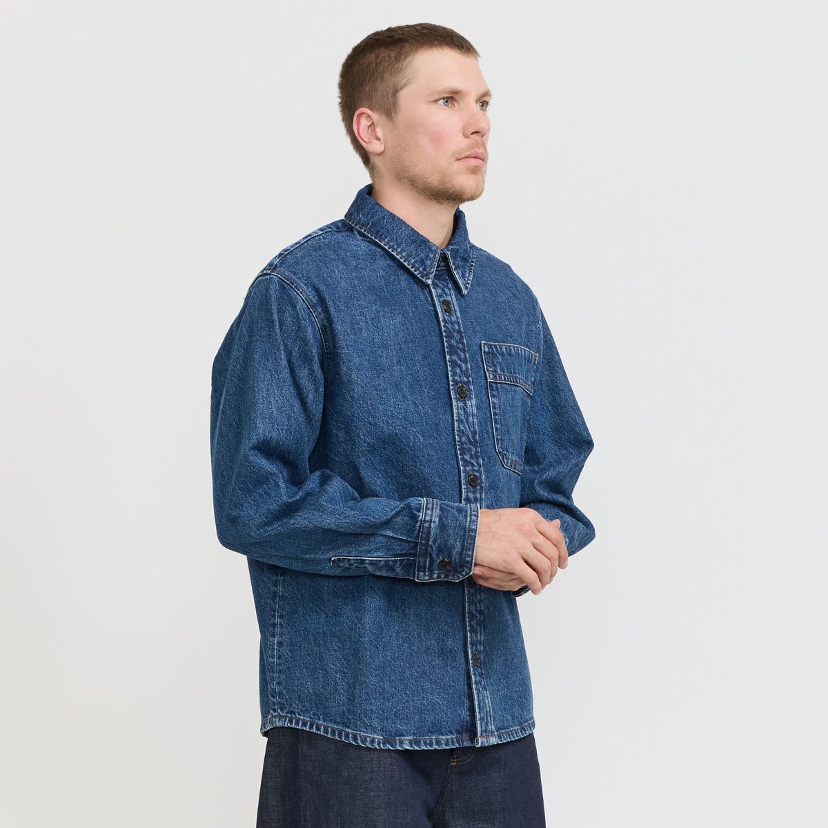 A.P.C. | Basile Overshirt Logo Blue | Maplestore