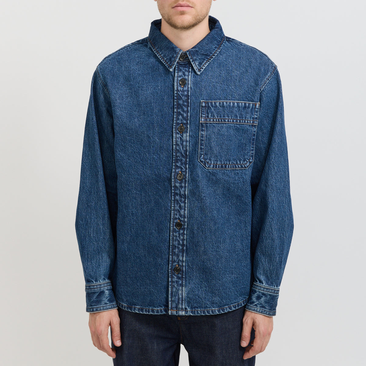 A.P.C. | Basile Overshirt Logo Blue | Maplestore