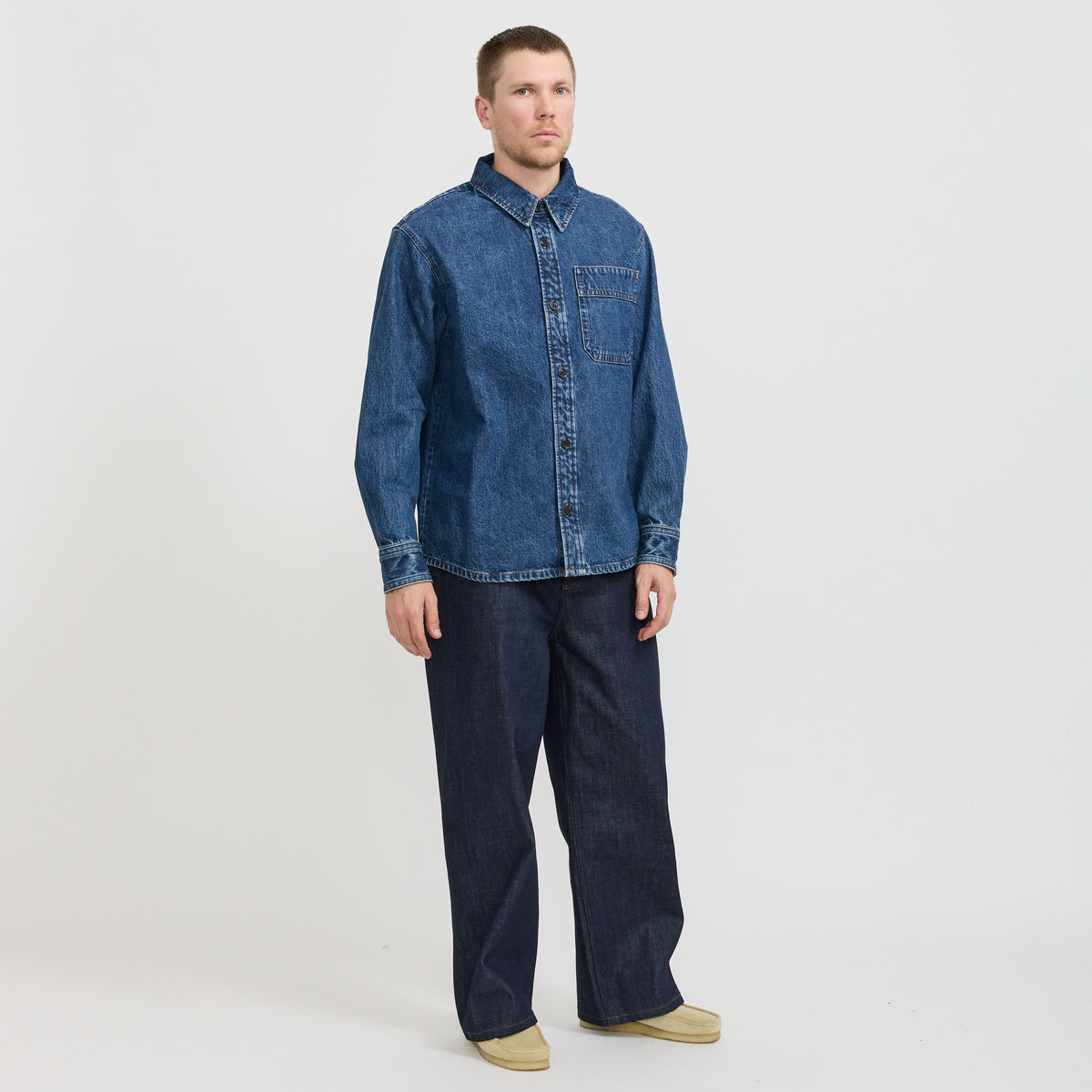 A.P.C. | Basile Overshirt Logo Blue | Maplestore