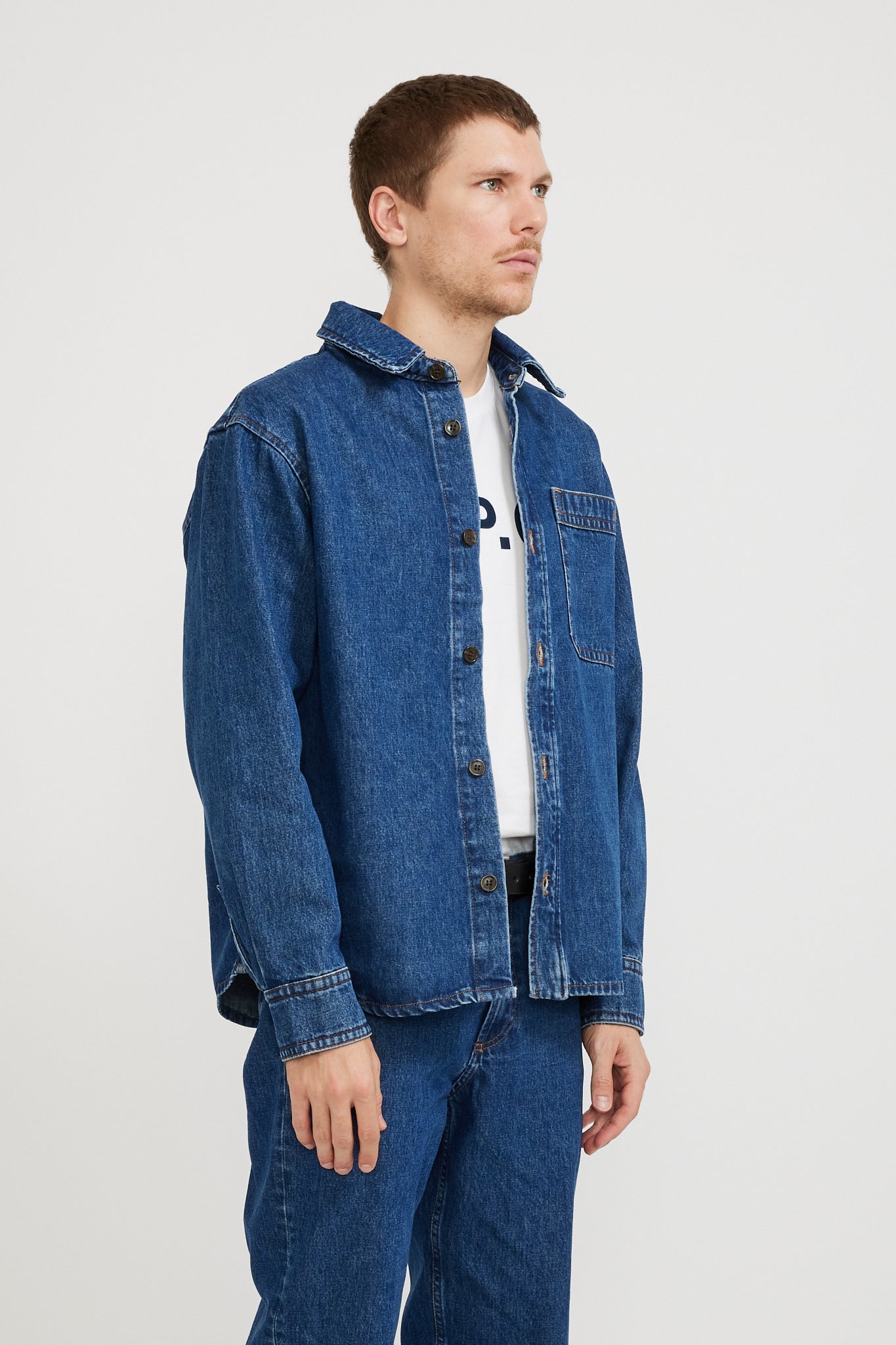 A.P.C. | Basile Embroidered Overshirt Washed Indigo | Maplestore