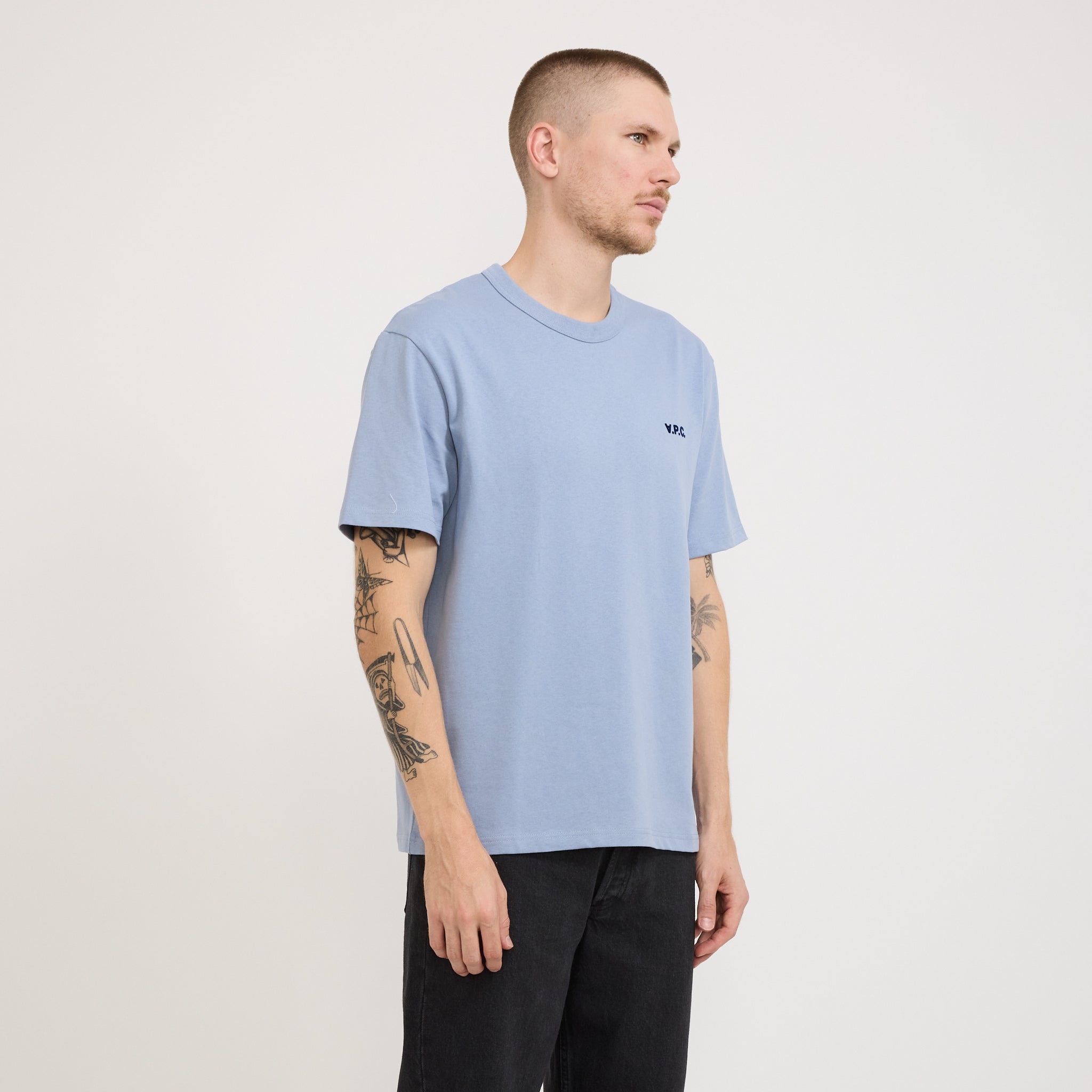A.P.C. | Boxy Petit VPC T-Shirt Blue Grey/Dark Navy | Maplestore