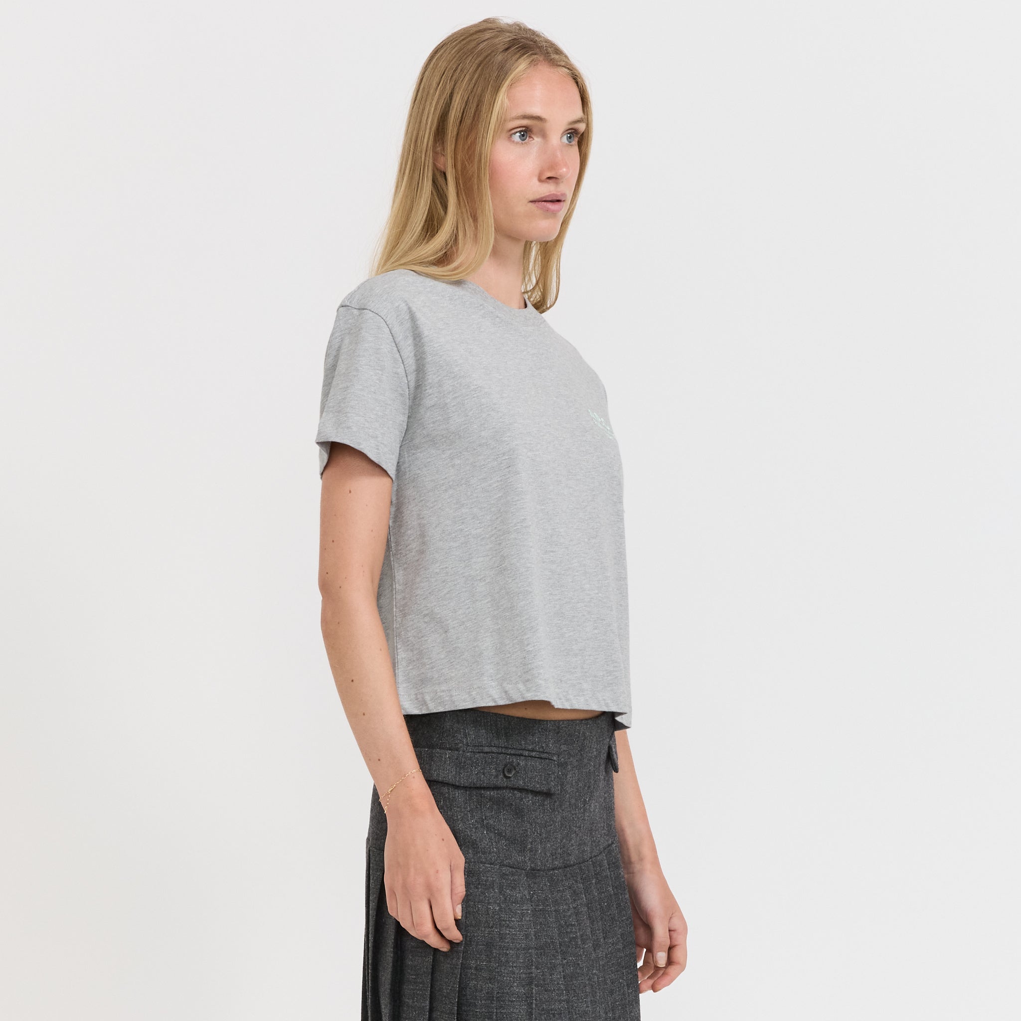 A.P.C. | Boxy Rue Madame T-Shirt Heather Grey/Water Green | Maplestore