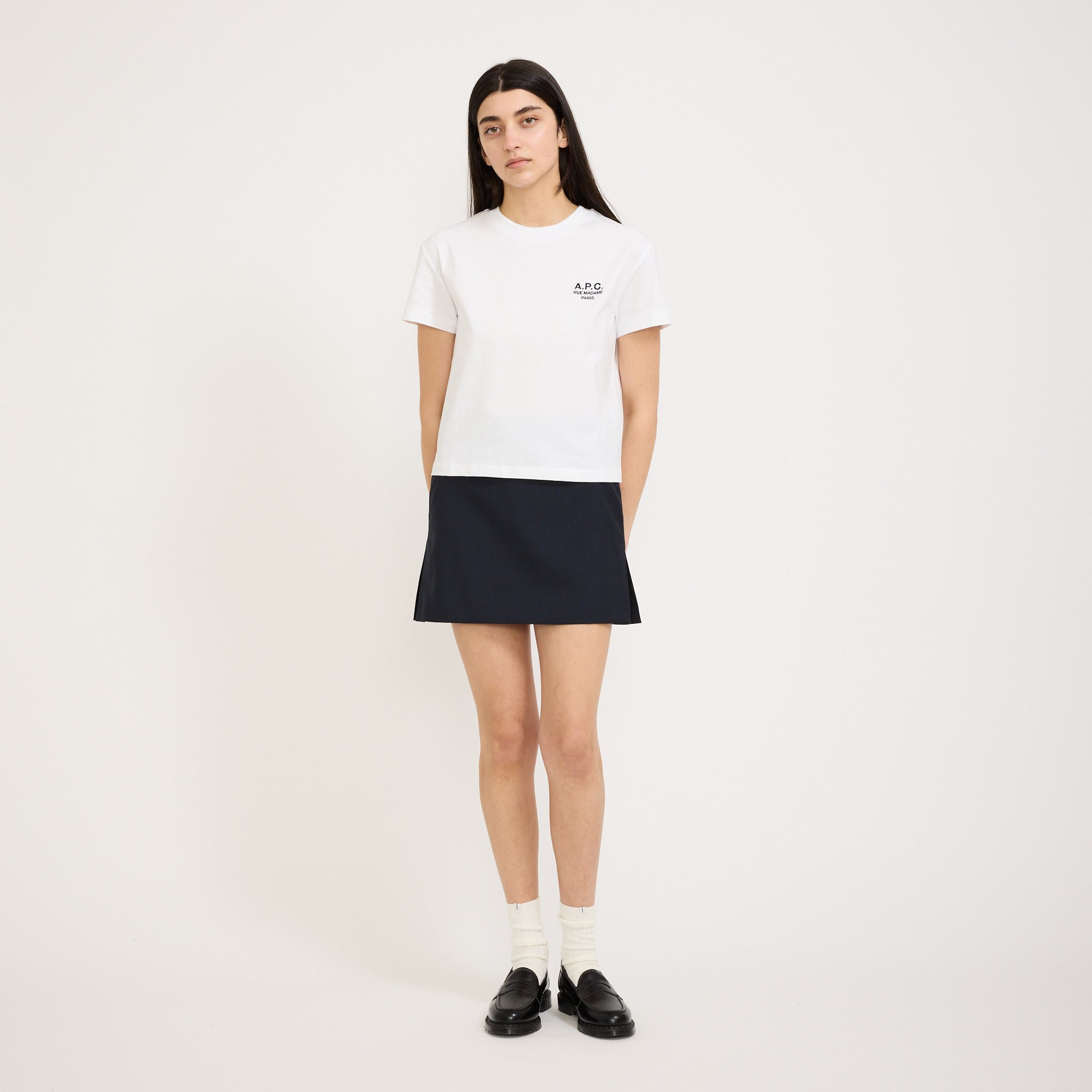 A.P.C. | Boxy T-Shirt Rue Madame White/Dark Navy | Maplestore