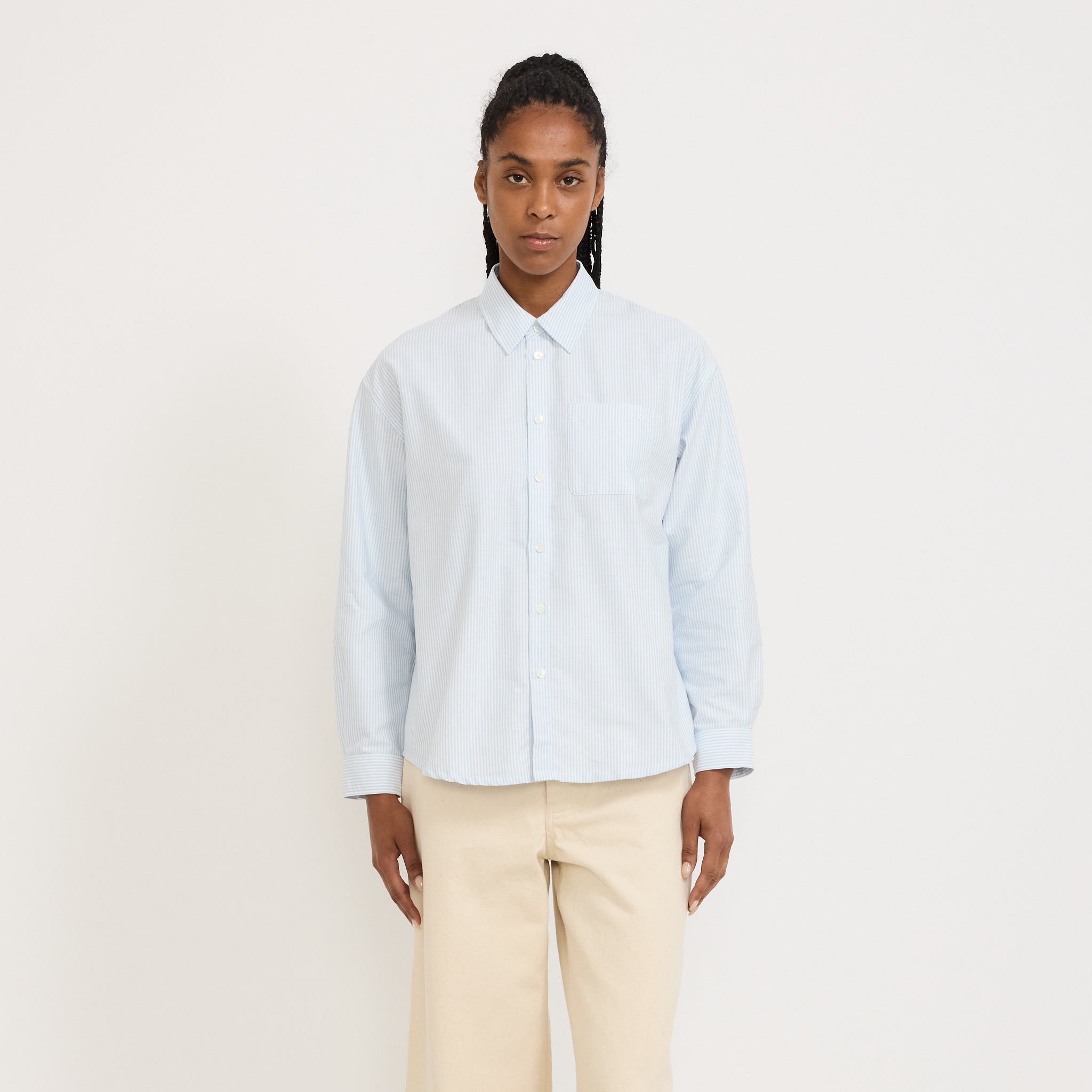 Boyfriend Logo Embroidered Shirt Blue