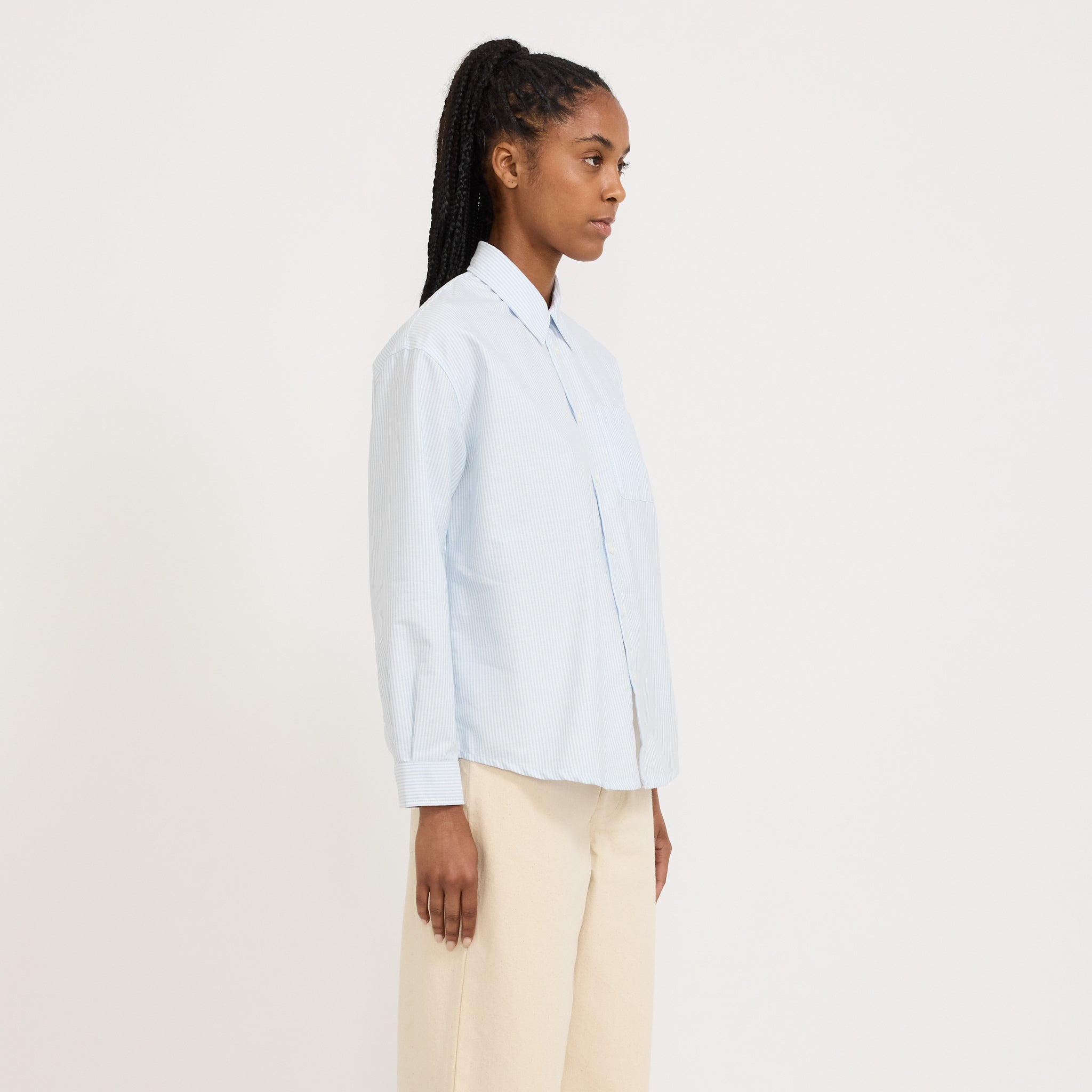 A.P.C. | Boyfriend Logo Embroidered Shirt Blue | Maplestore