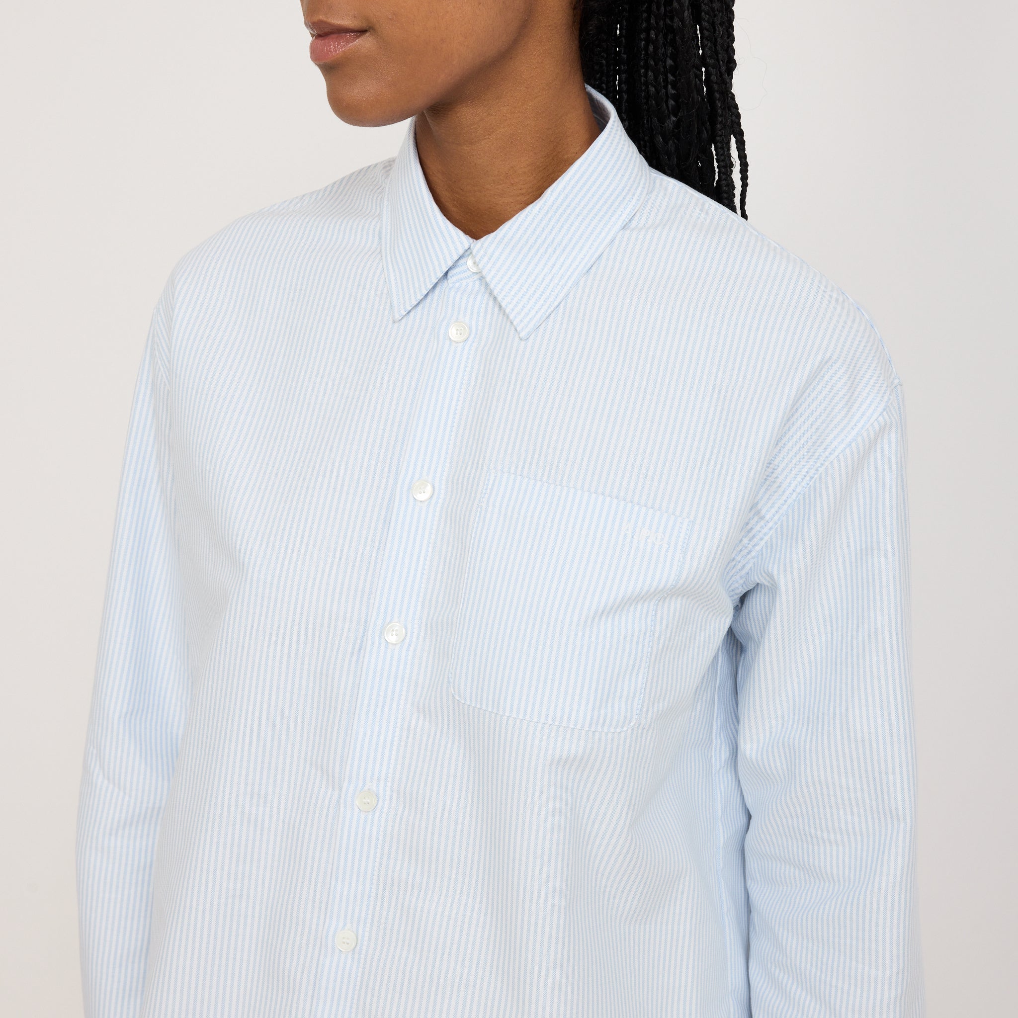 A.P.C. | Boyfriend Logo Embroidered Shirt Blue | Maplestore