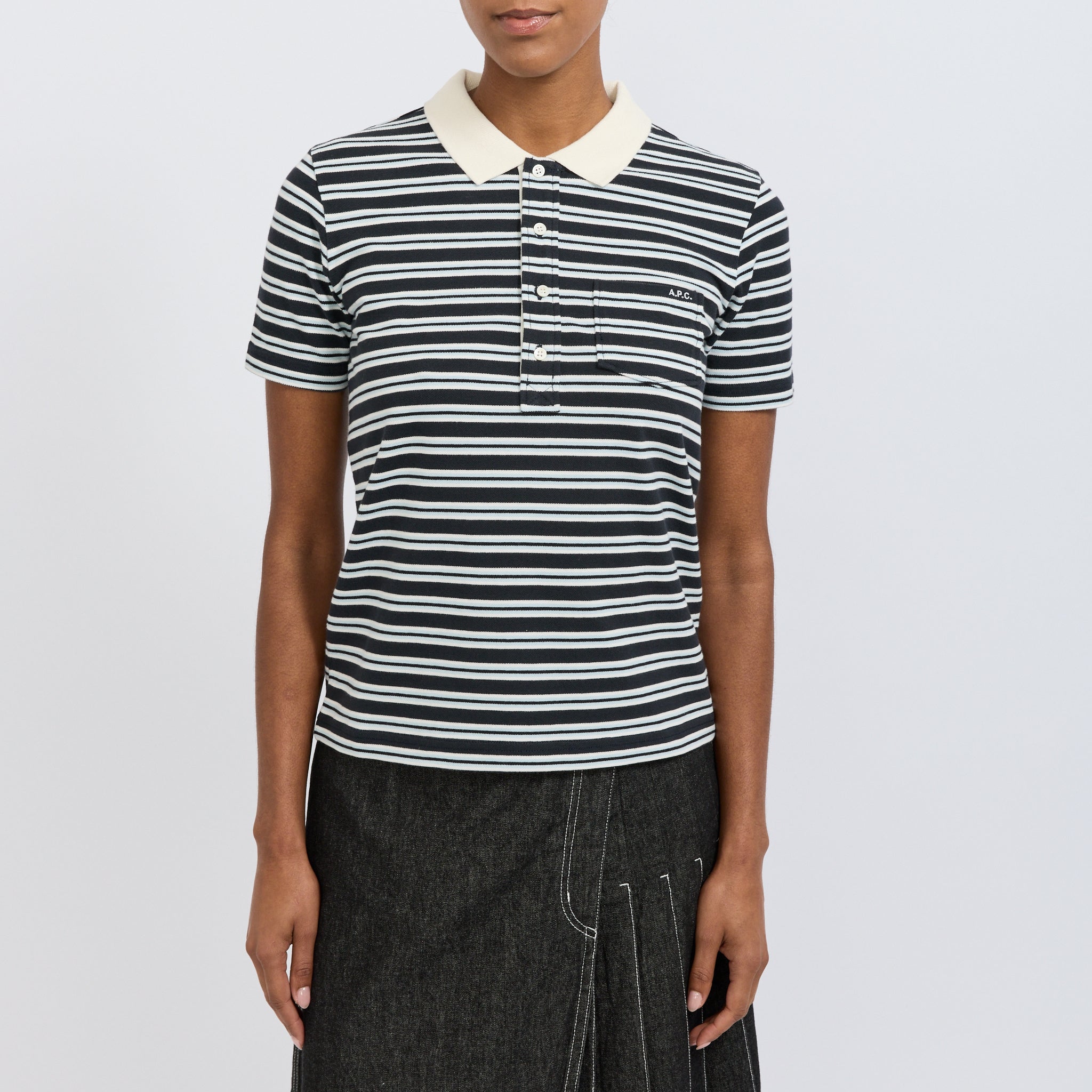Raye Polo Dark Navy Stripe