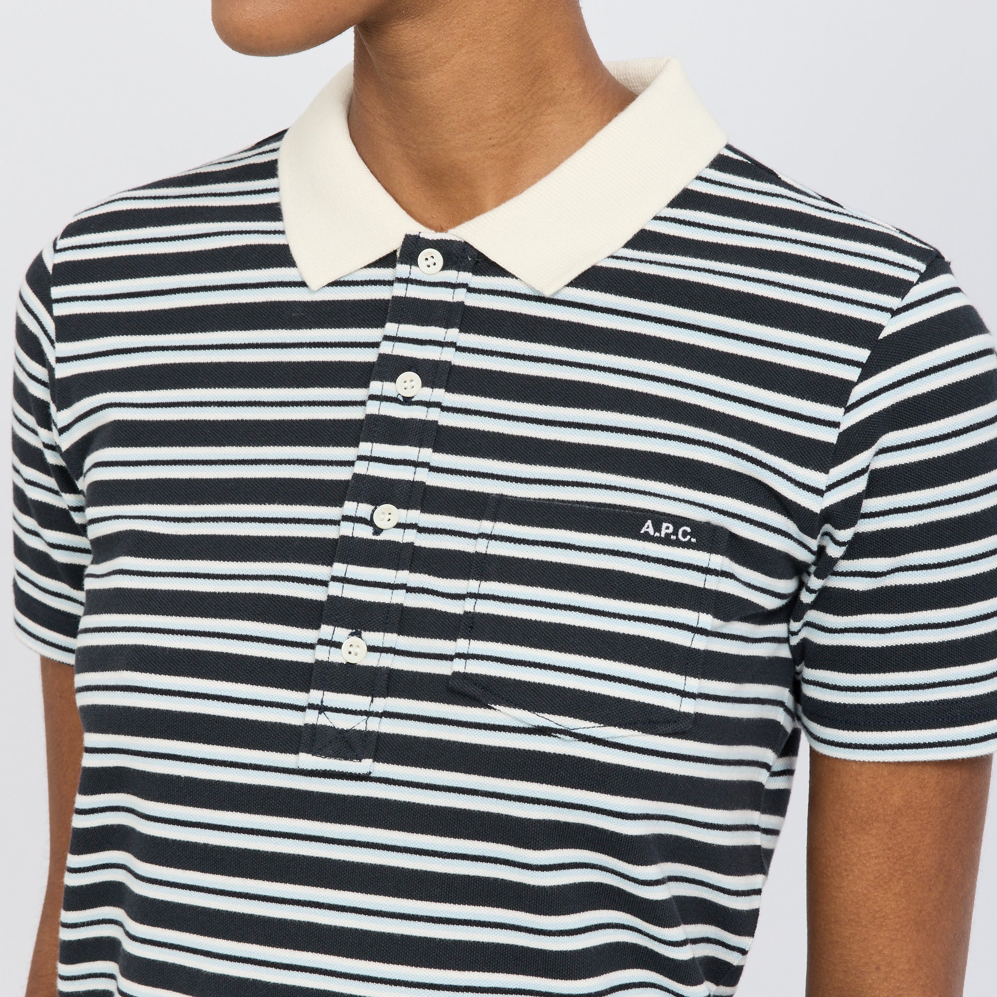 Raye Polo Dark Navy Stripe