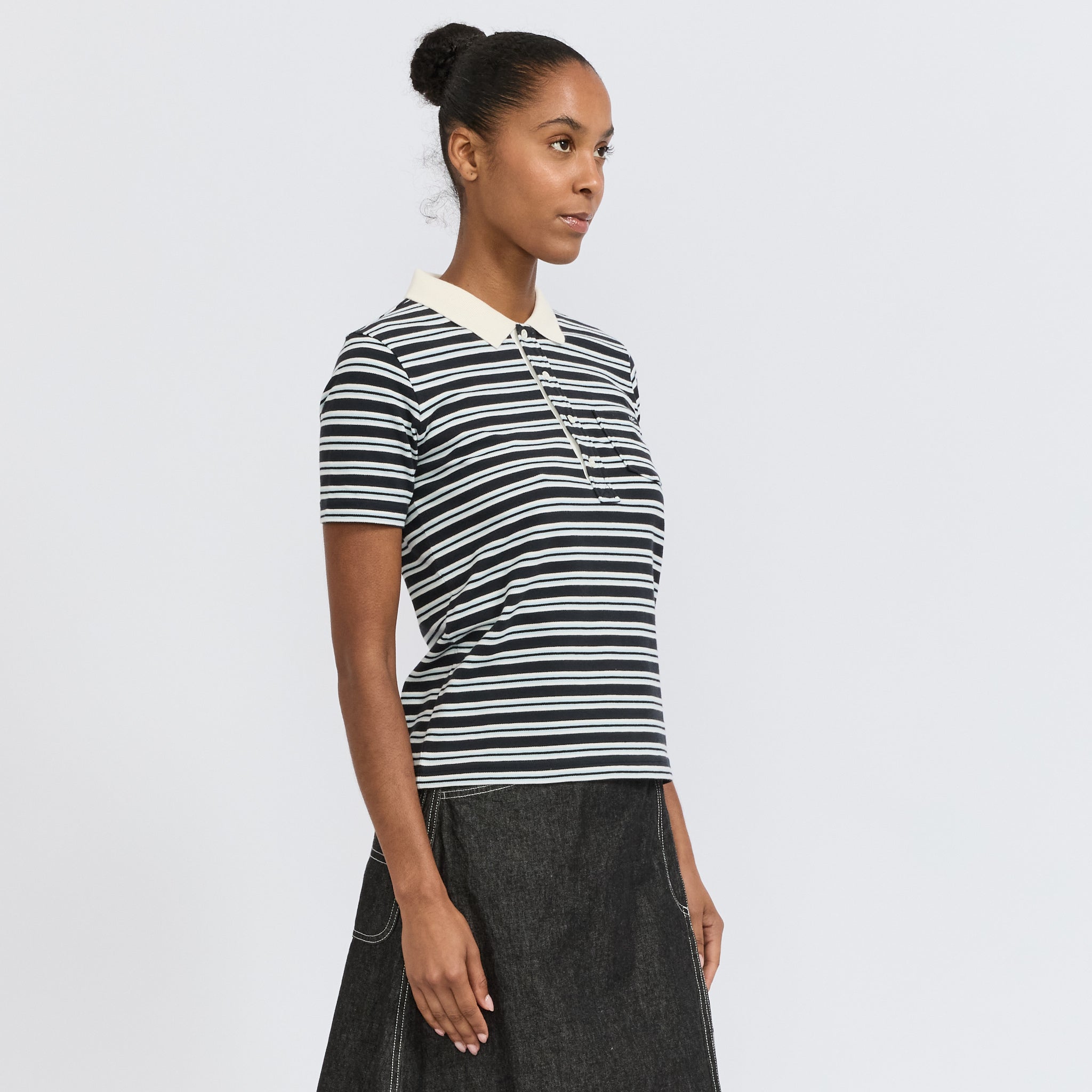 Raye Polo Dark Navy Stripe