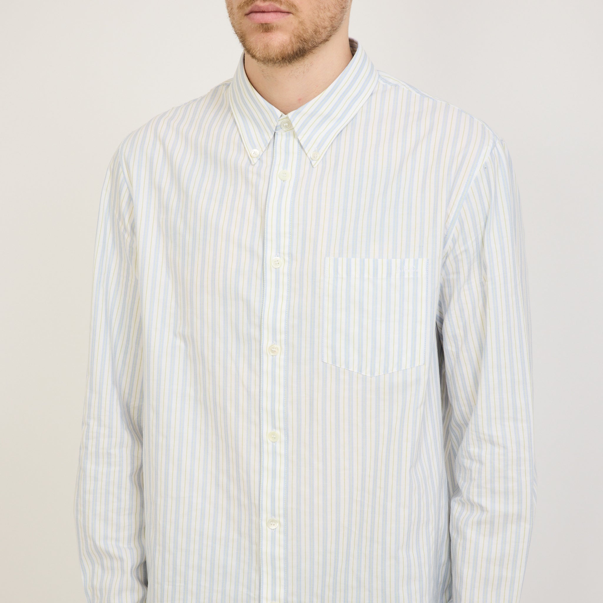 A.P.C. | Edouard Brodee Shirt Pale Green Stripe | Maplestore