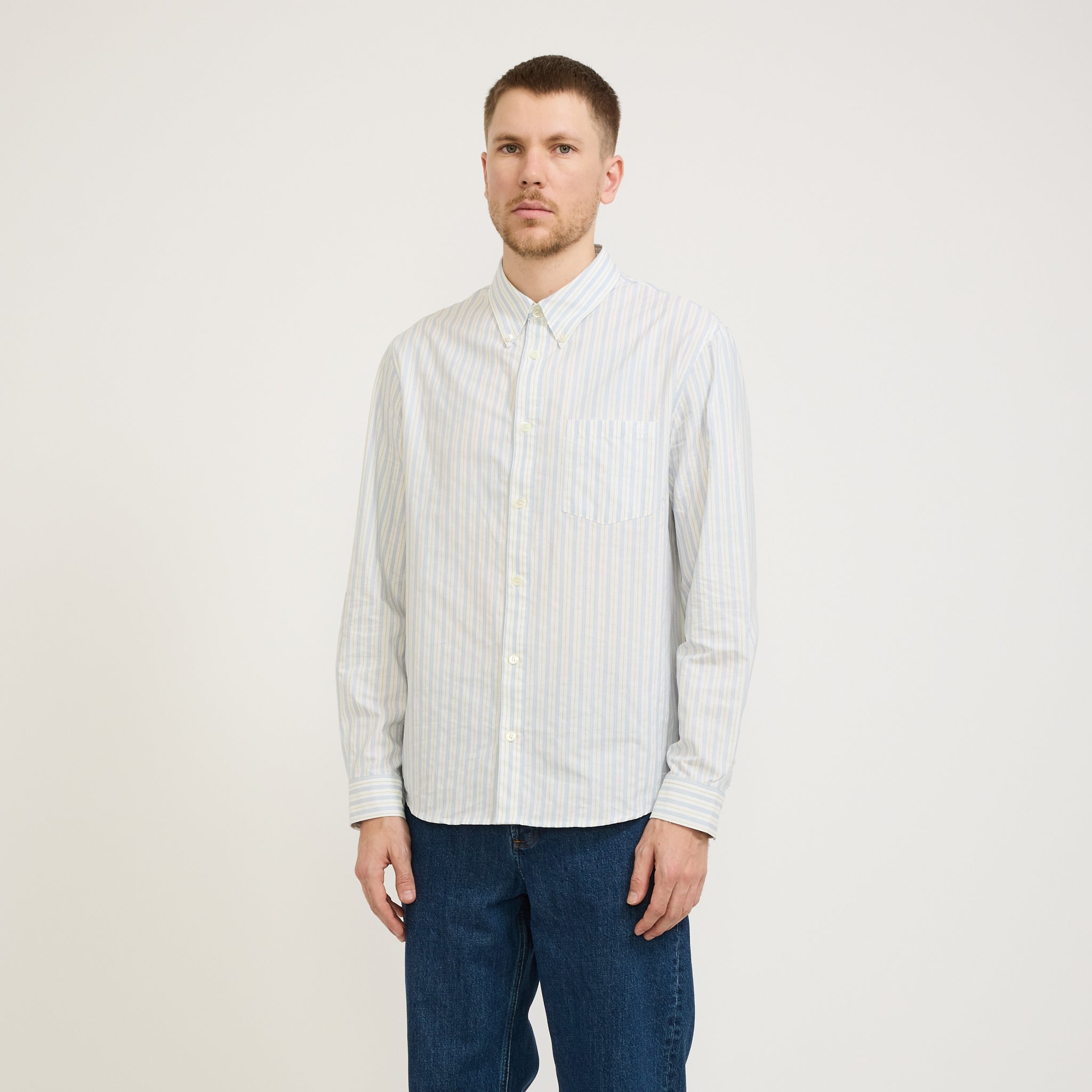 A.P.C. | Edouard Brodee Shirt Pale Green Stripe | Maplestore