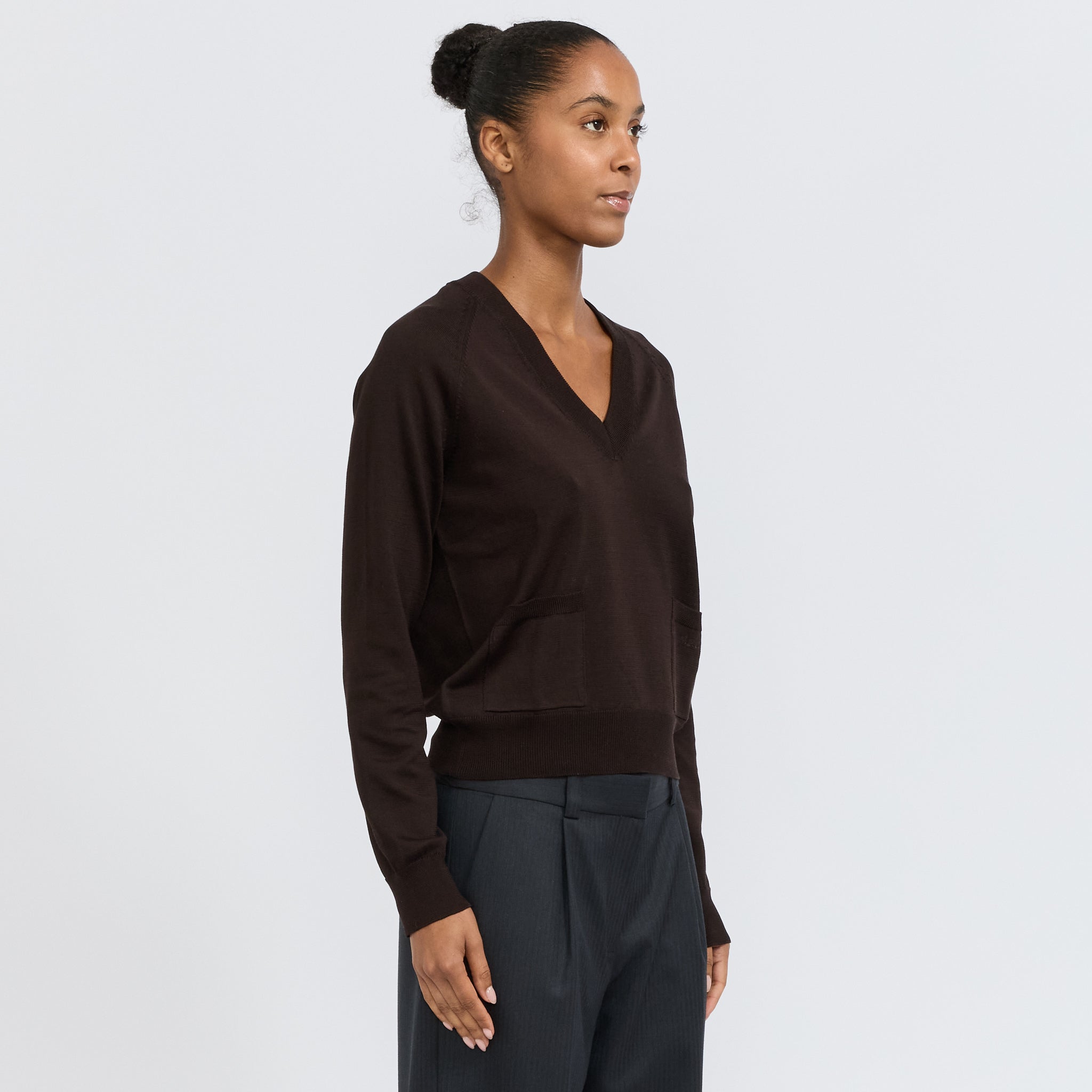 Leonie V-Neck Sweater Brown