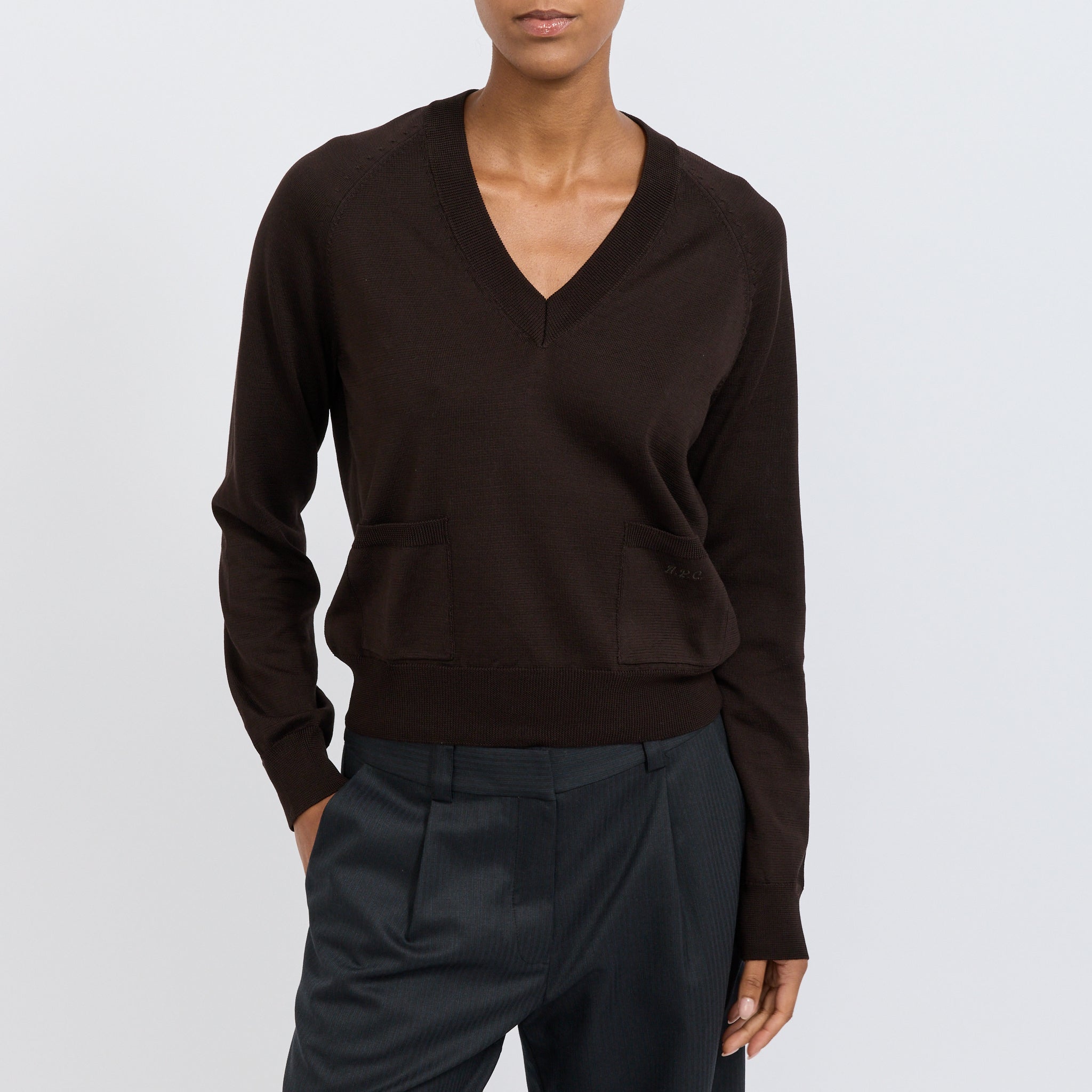 Leonie V-Neck Sweater Brown