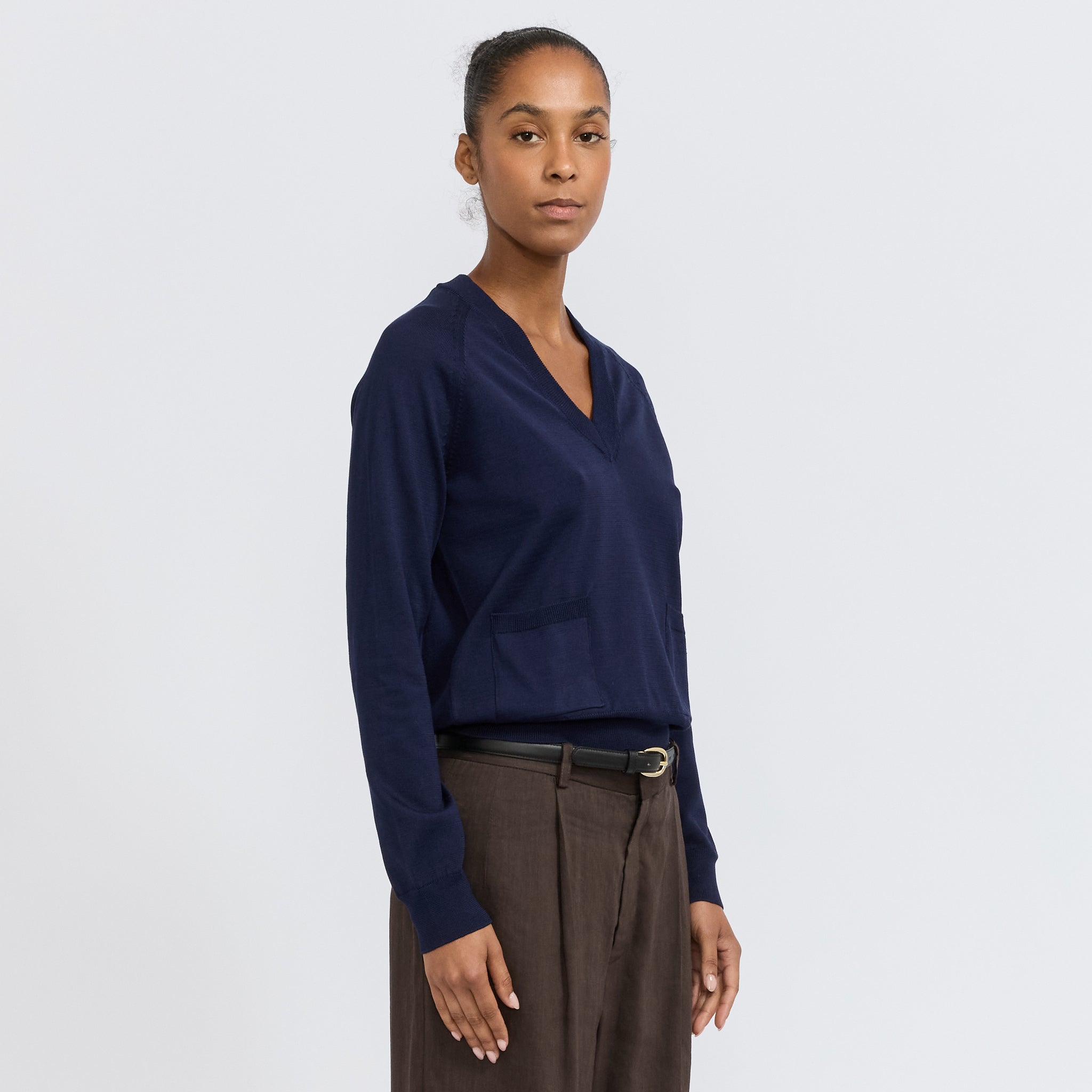 Leonie V-Neck Sweater Dark Navy