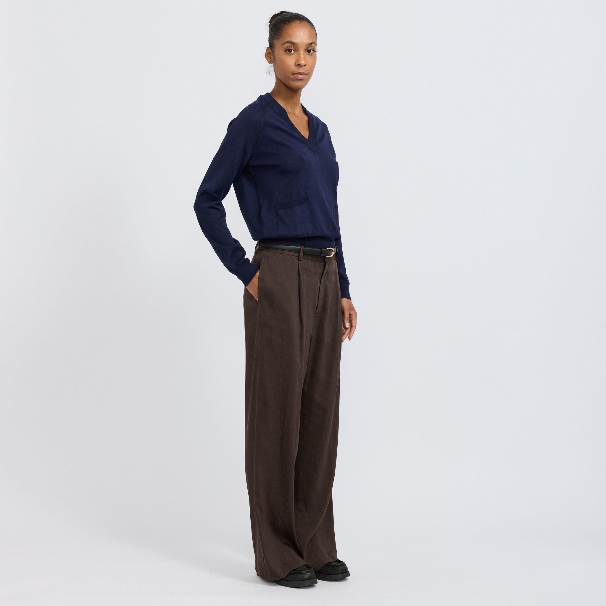 Leonie V-Neck Sweater Dark Navy