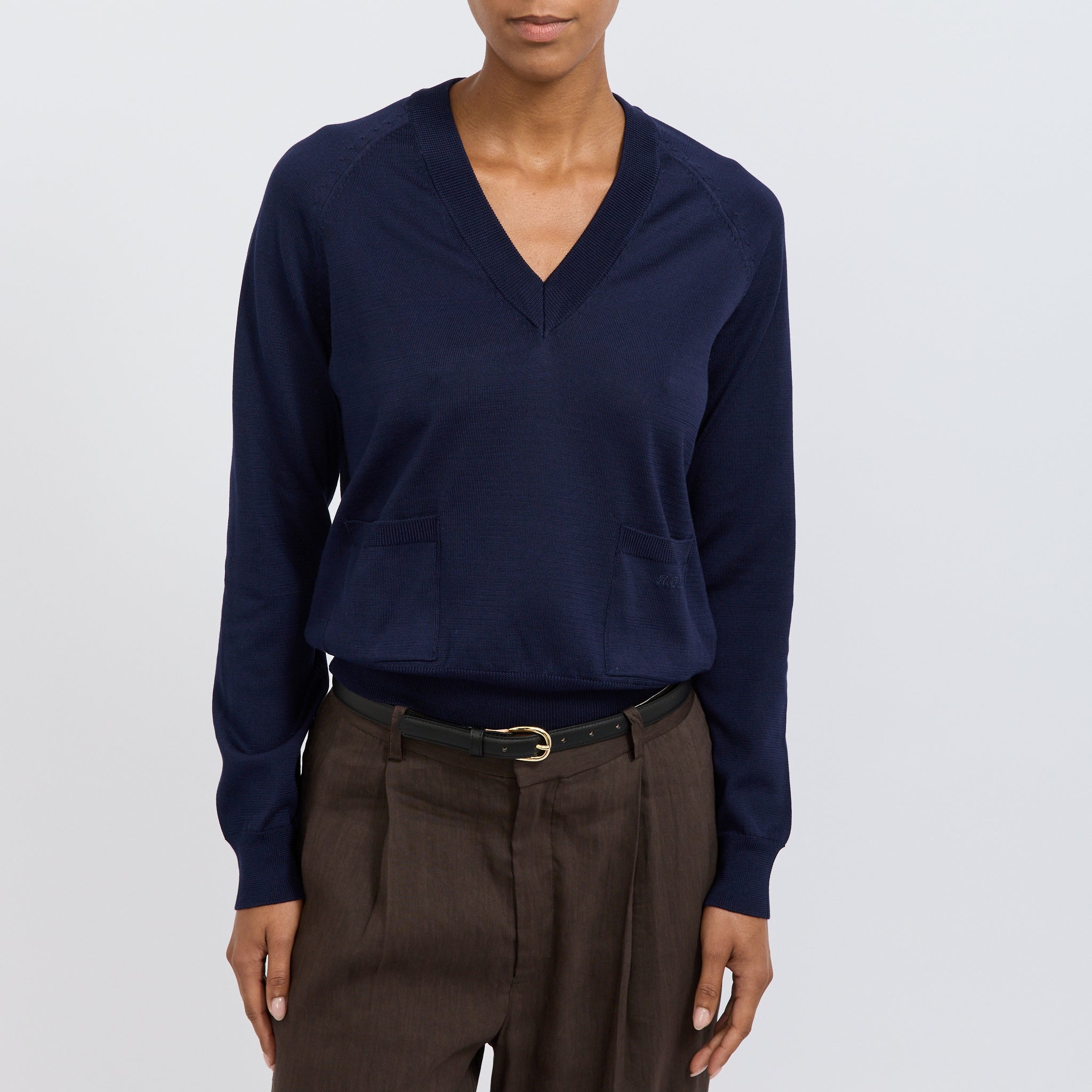 Leonie V-Neck Sweater Dark Navy