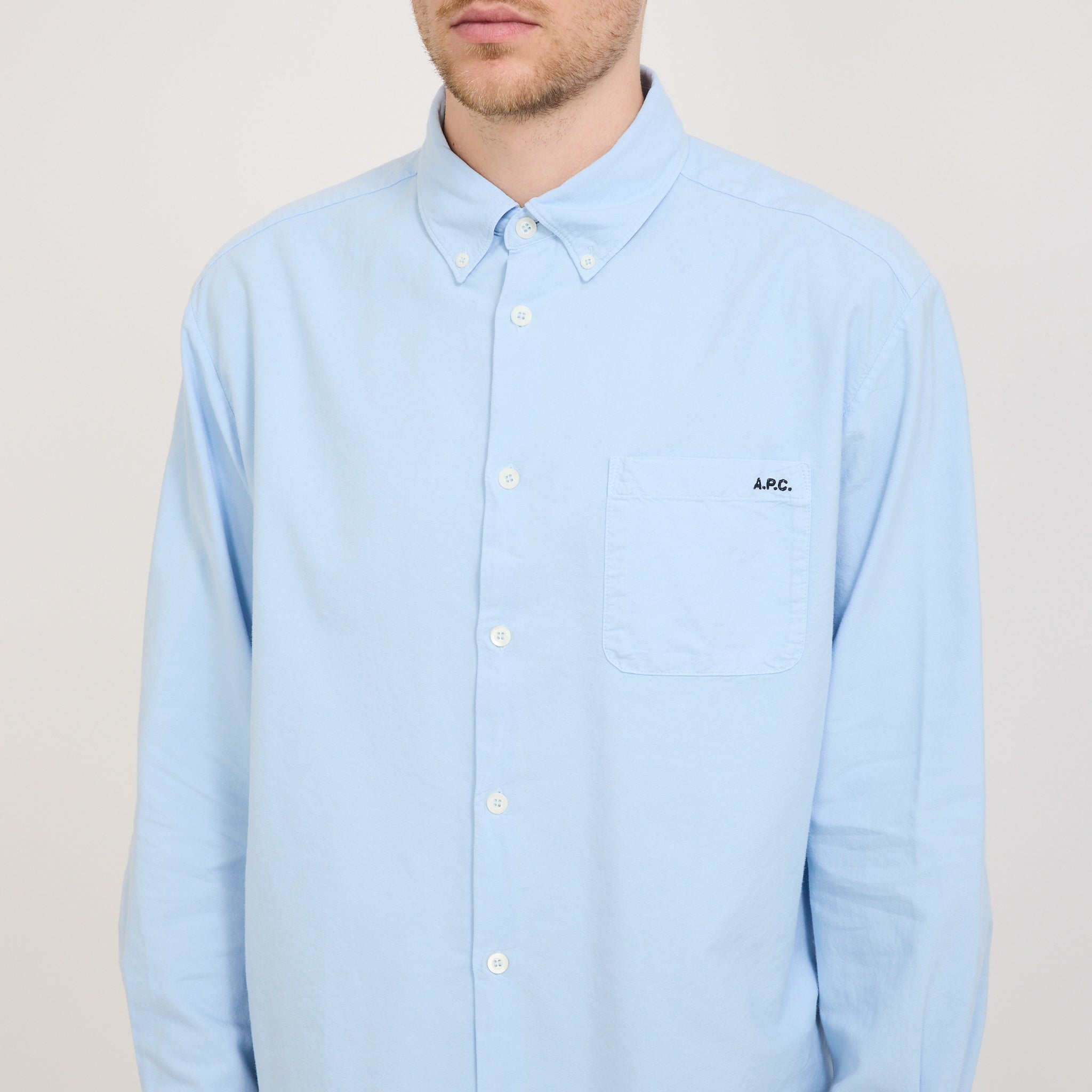 A.P.C. | Mateo Logo Shirt Light Blue | Maplestore