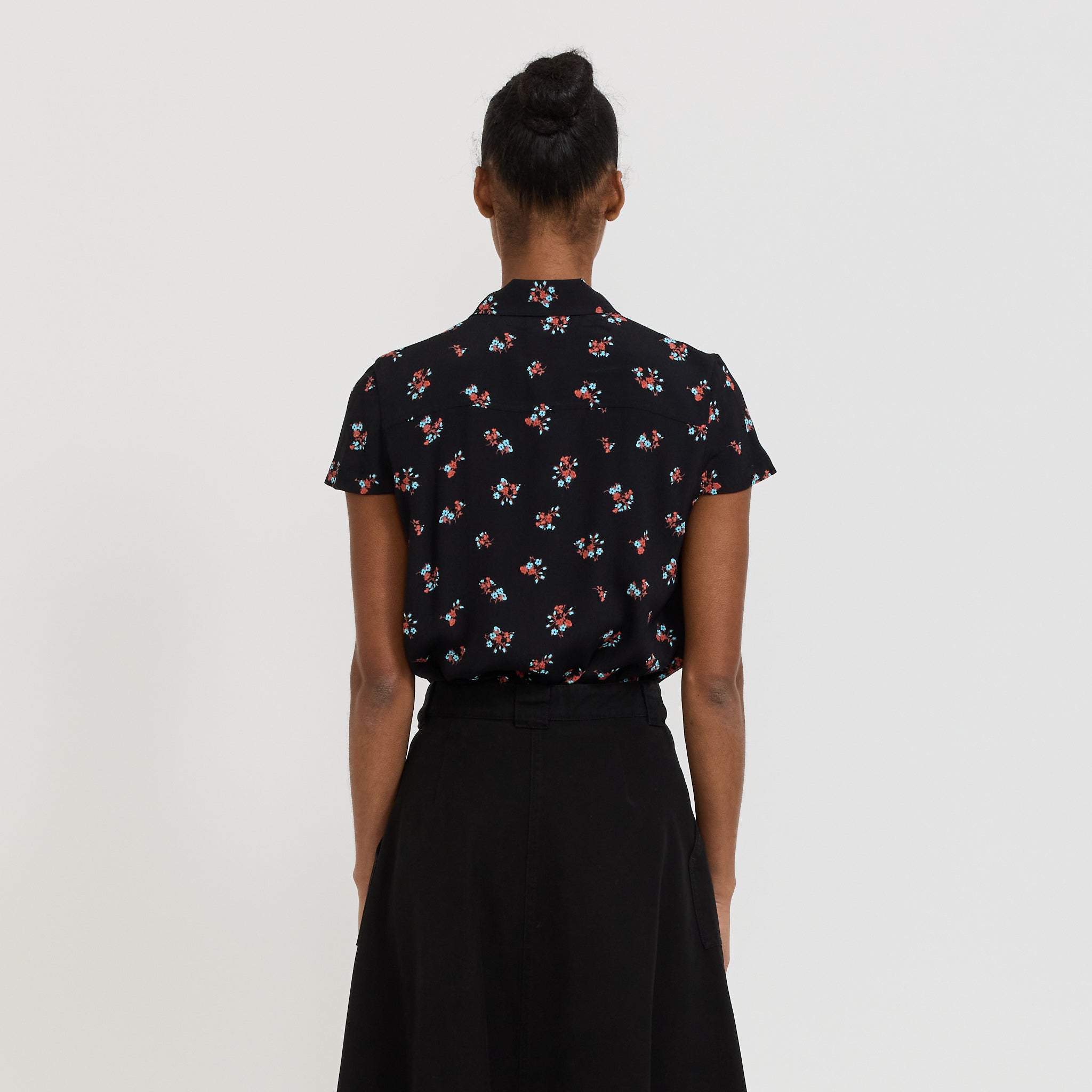 Maya Short Sleeve Shirt Black Floral