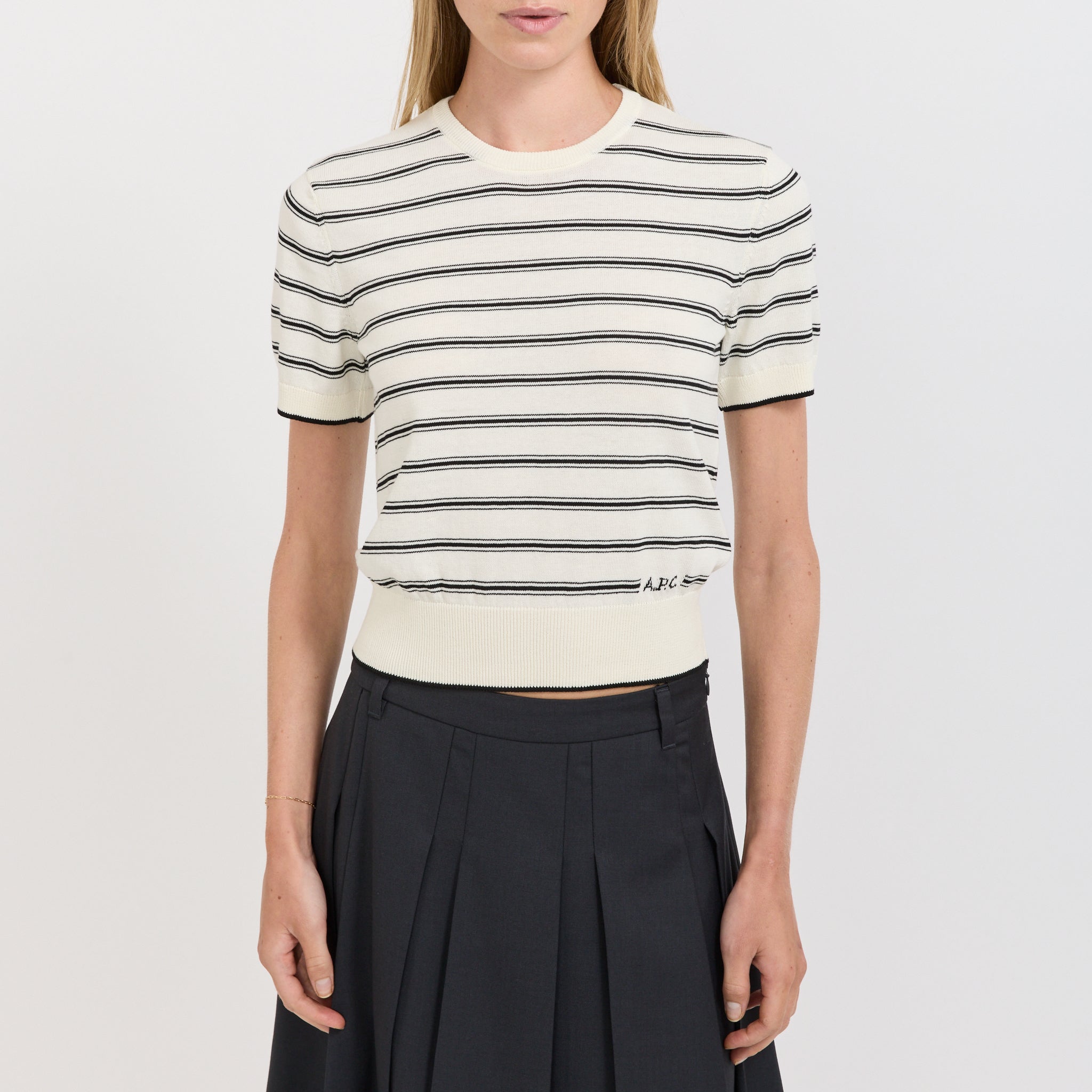 A.P.C. | Striped Knit Top Ecru/Black | Maplestore