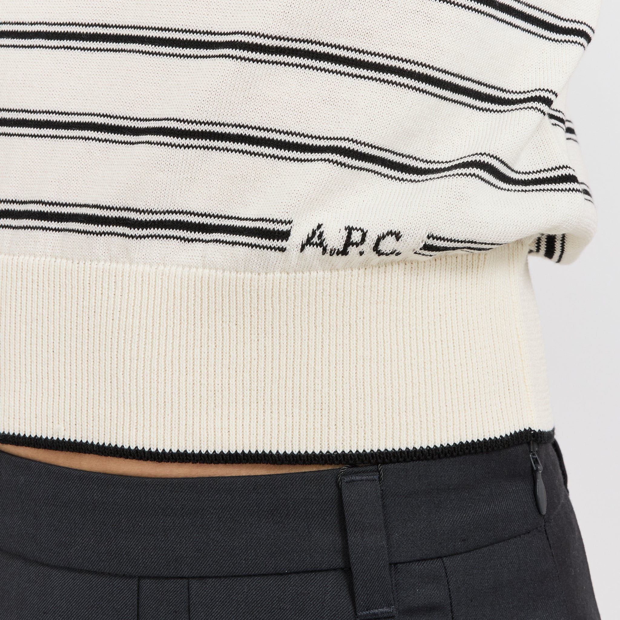 A.P.C. | Striped Knit Top Ecru/Black | Maplestore