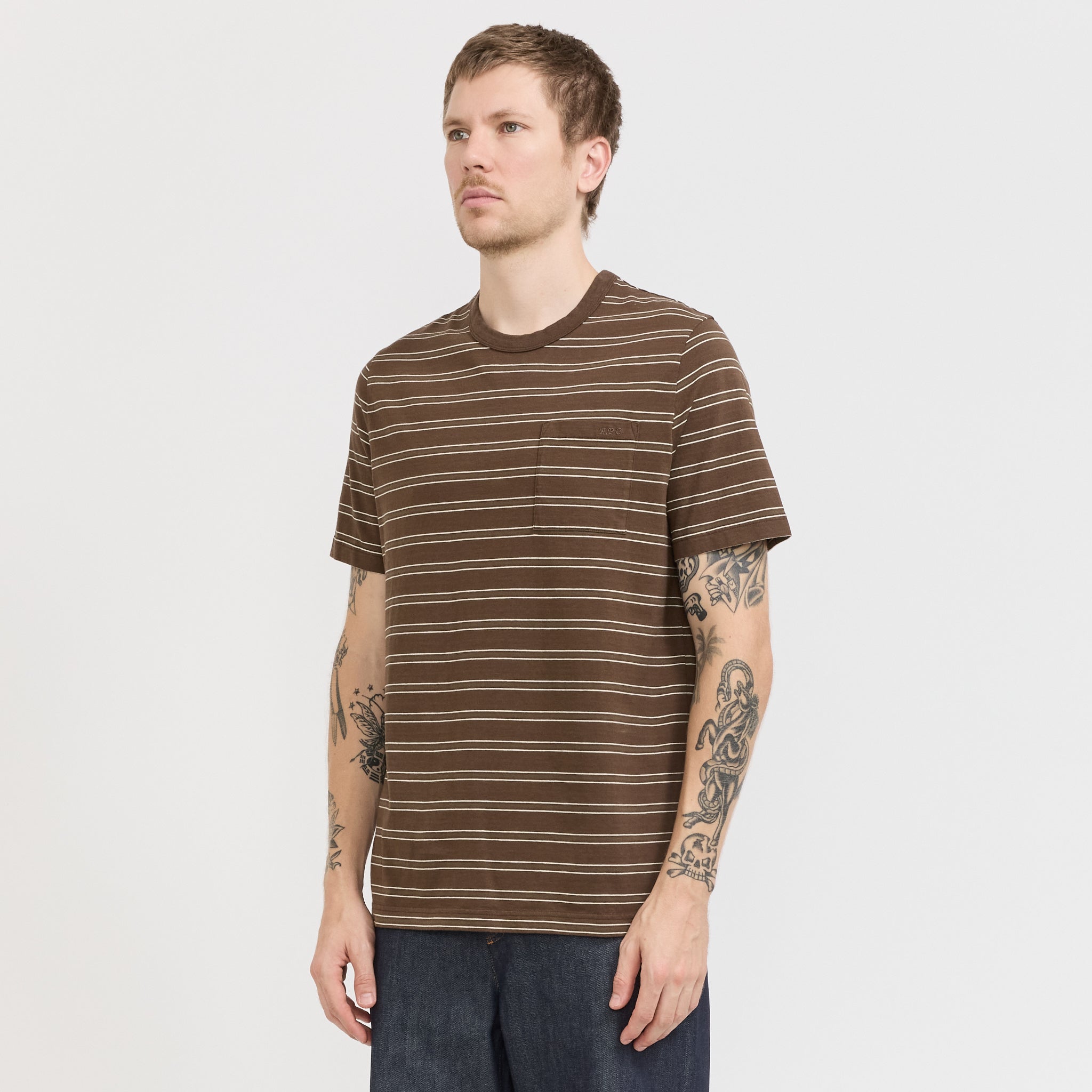 A.P.C. | Striped T-Shirt Brown | Maplestore