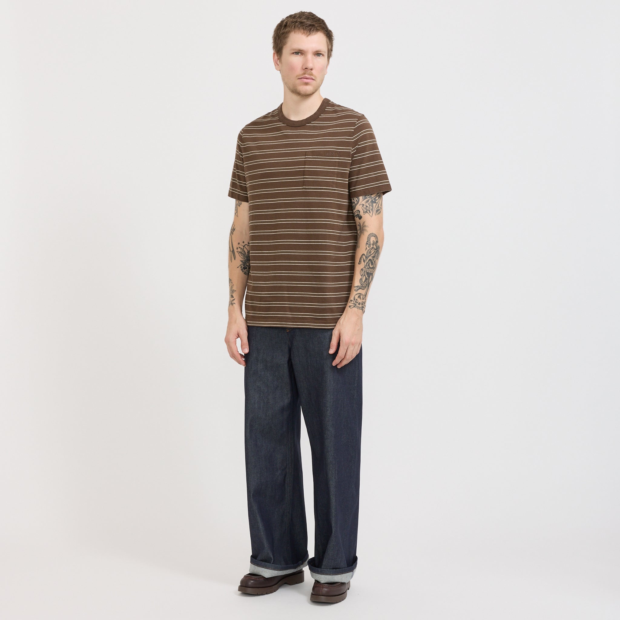 A.P.C. | Striped T-Shirt Brown | Maplestore