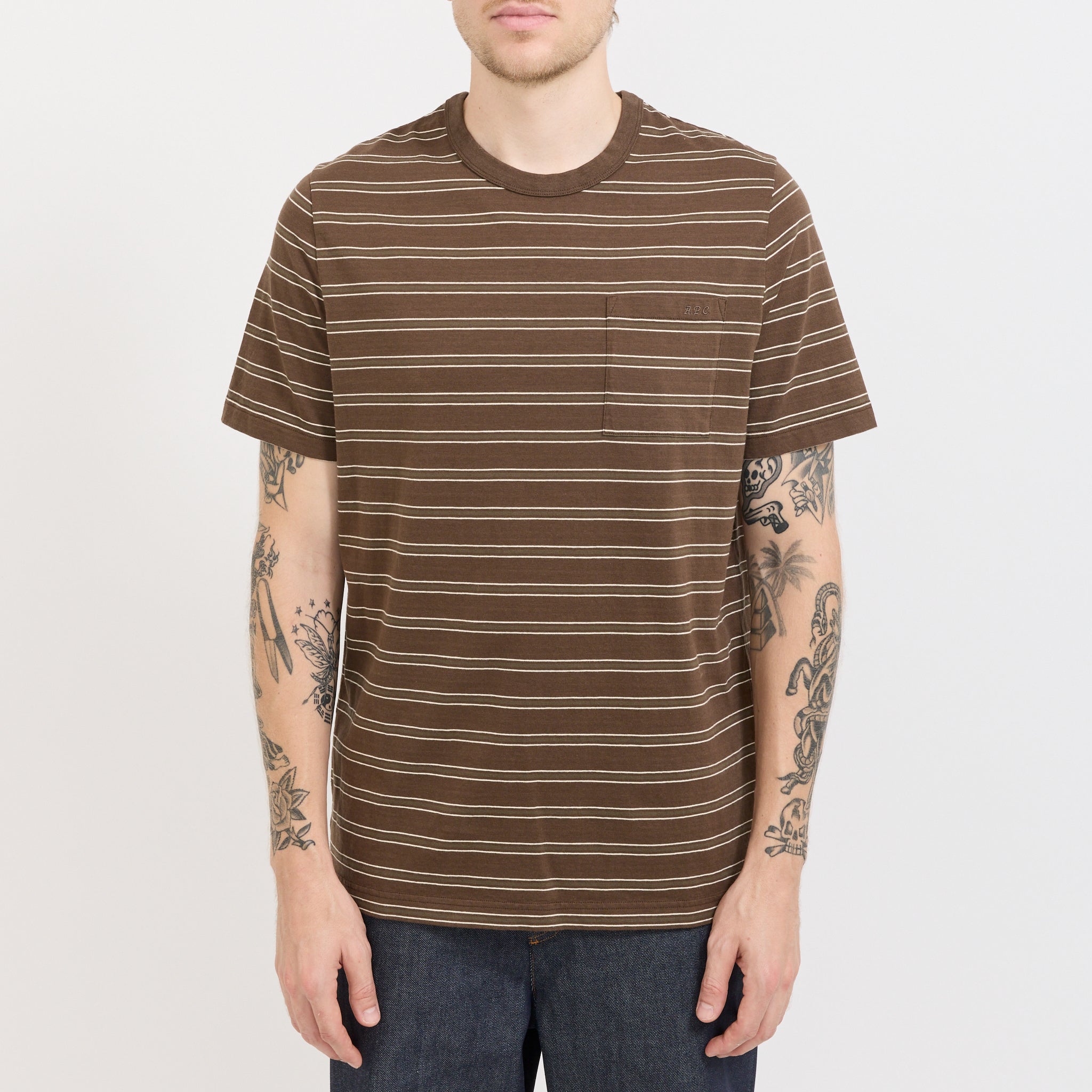 A.P.C. | Striped T-Shirt Brown | Maplestore